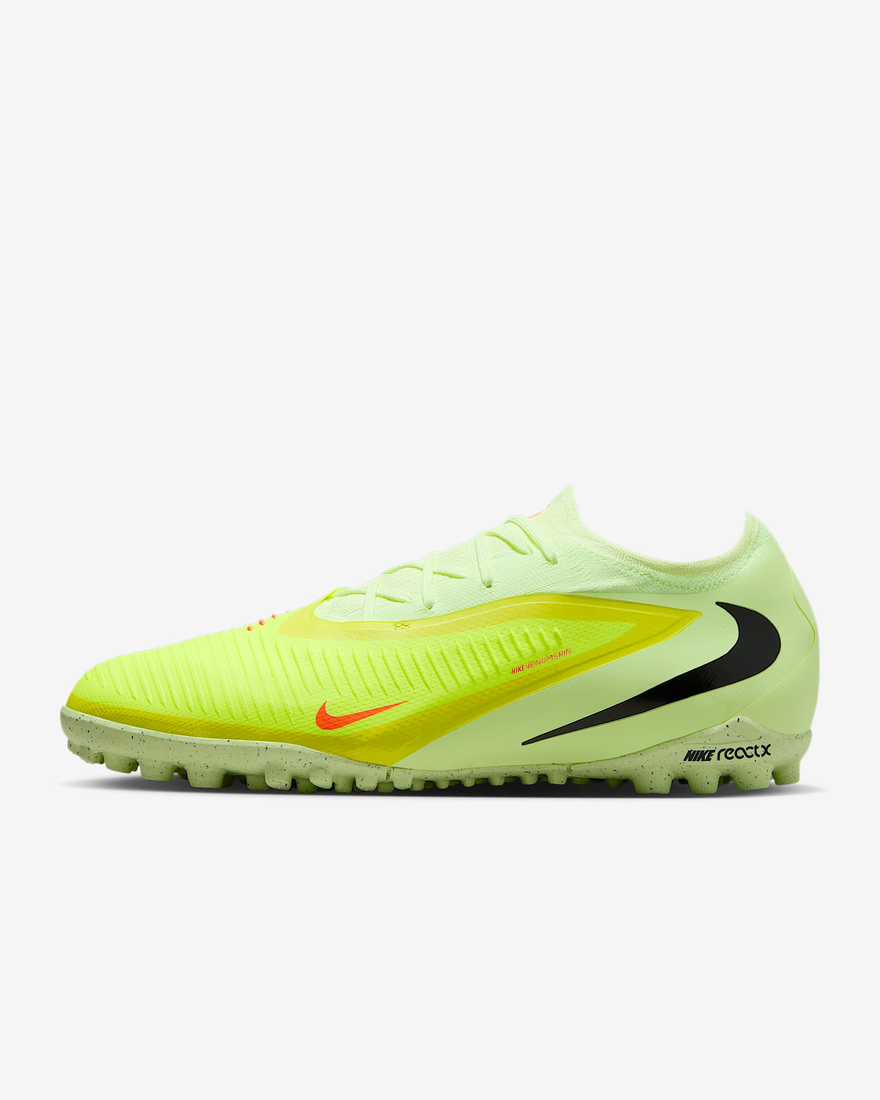 Nike Phantom 6 Low Pro 耐克暗煞系列男/女人造场地低帮足球鞋 - 橙红/亮石灰色/黑