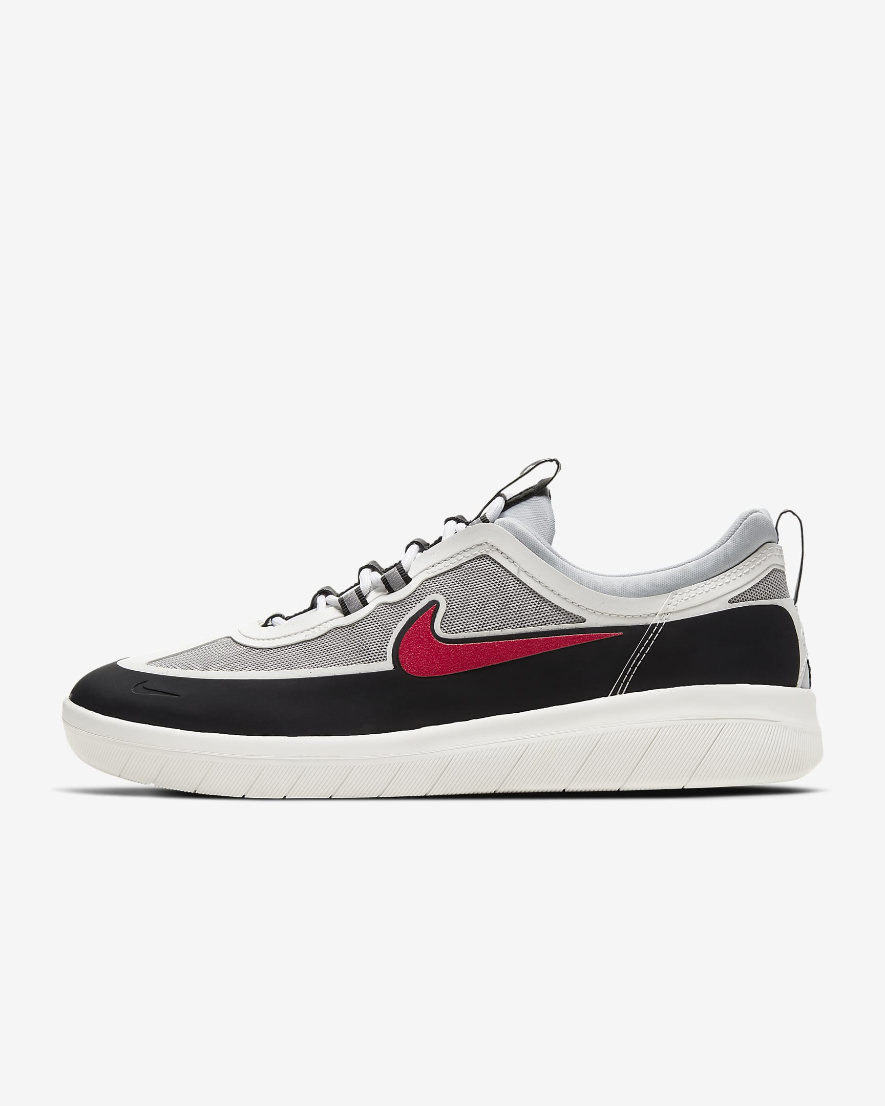 Nike SB Nyjah Free 2 男/女滑板鞋 - 黑/金属银/黑/运动红