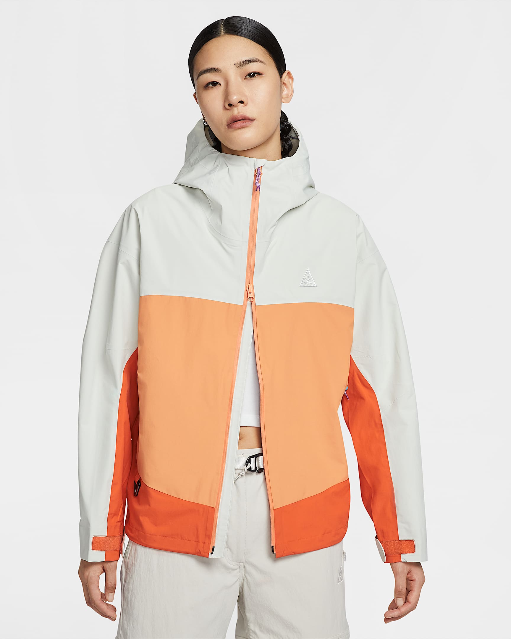 Nike ACG "Morpho" Storm-FIT ADV 2.5L 女子宽松防风防水夹克硬壳冲锋衣 - 淡象牙白/安全橙/山峰白