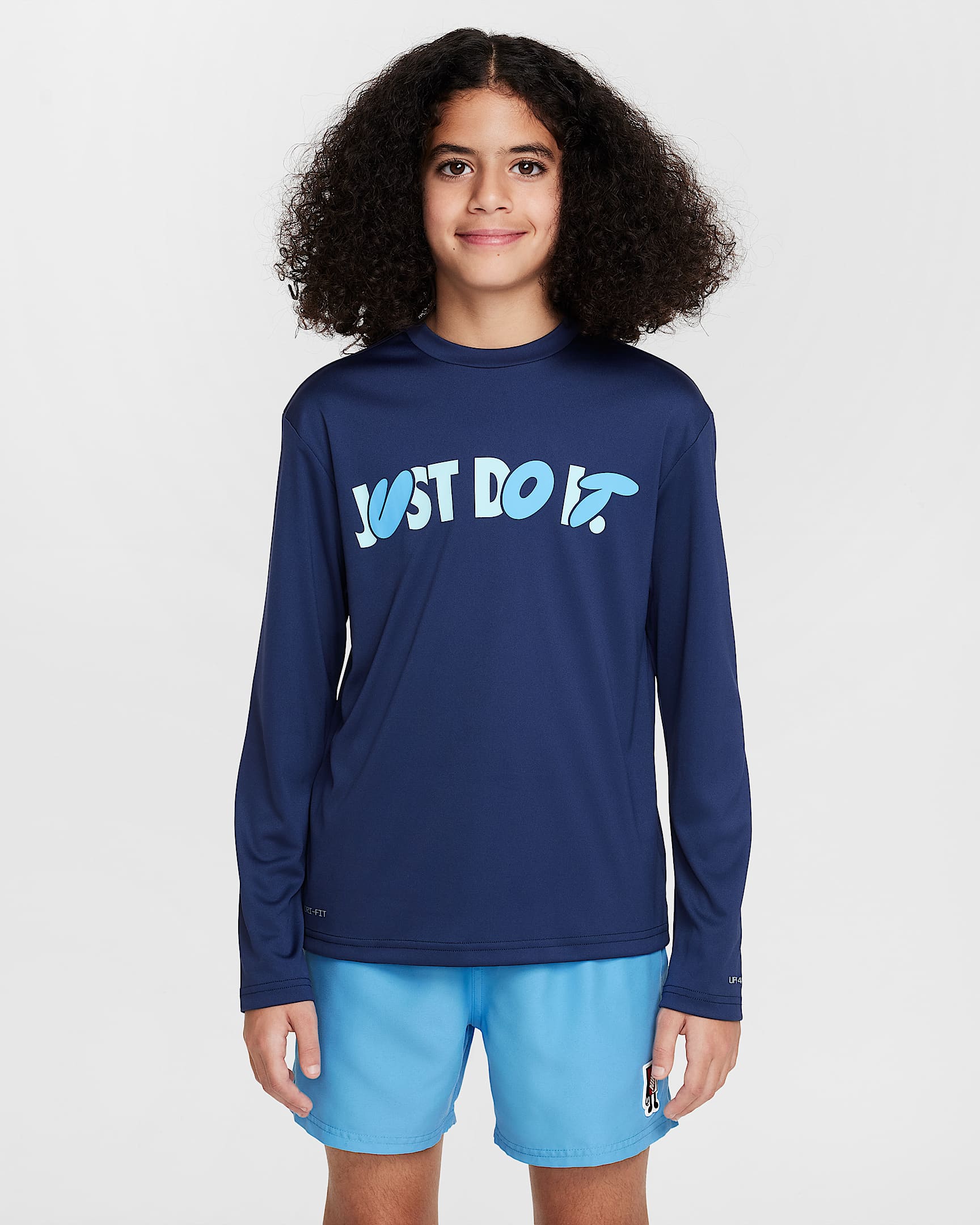 Nike Swim Hydroguard Dri-FIT 大童(男孩)防晒速干长袖上衣 - 深藏青/冰川蓝/大学蓝/大学蓝