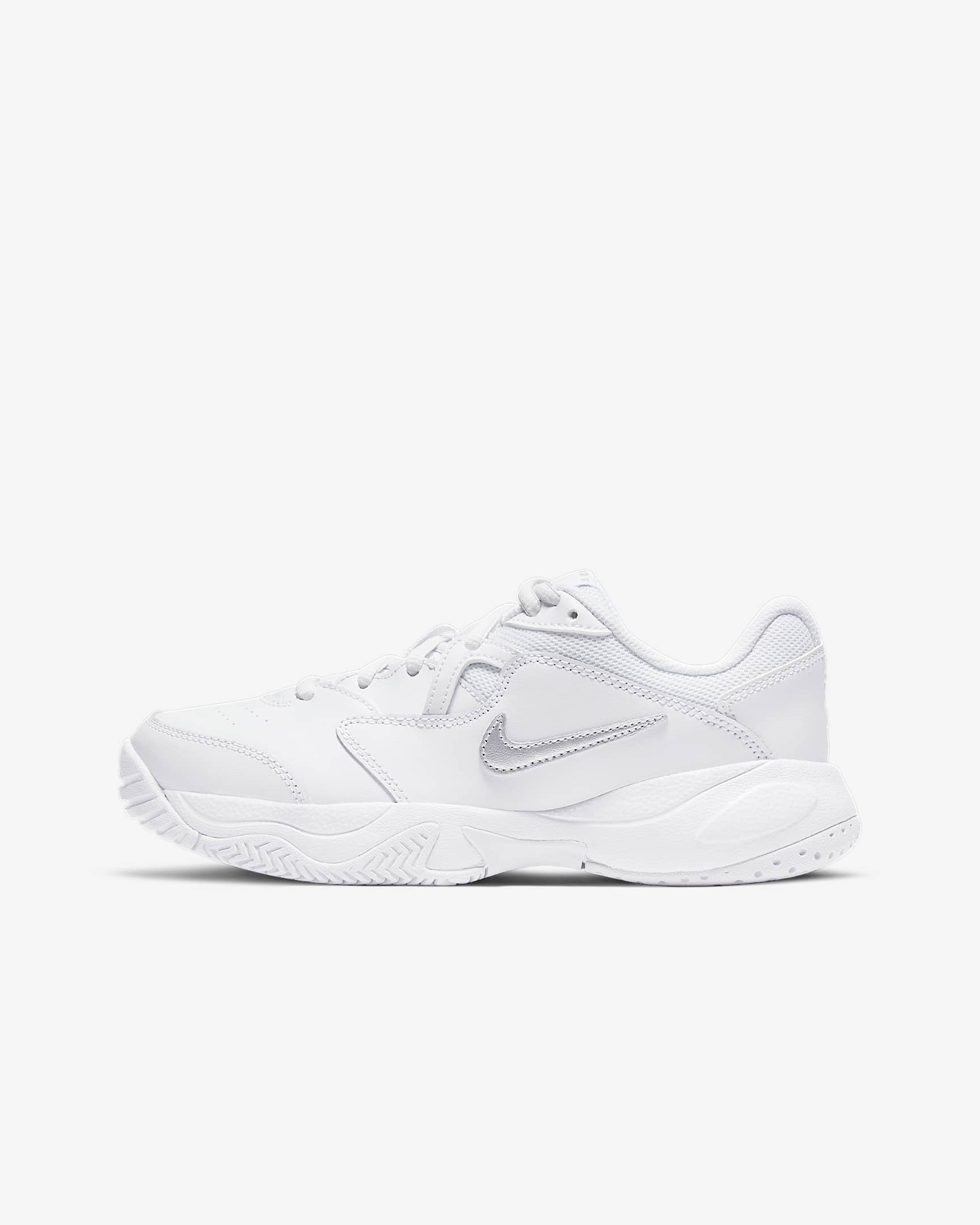 NikeCourt Jr. Lite 2 大童网球鞋 - 白色/金属银