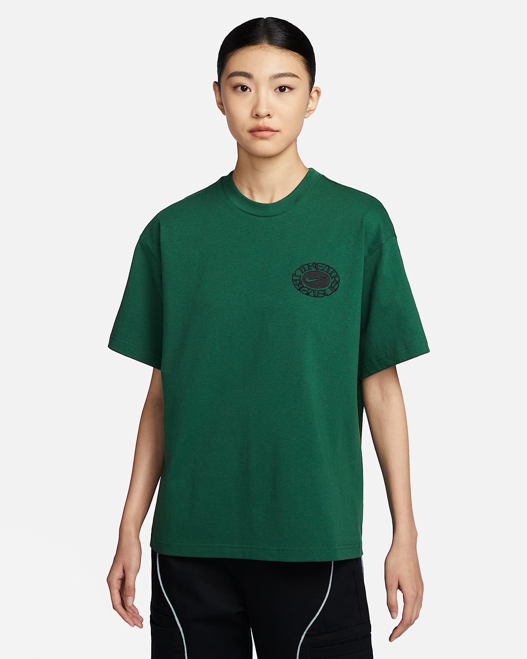 Nike 男/女短袖T恤 - 峡谷绿/黑