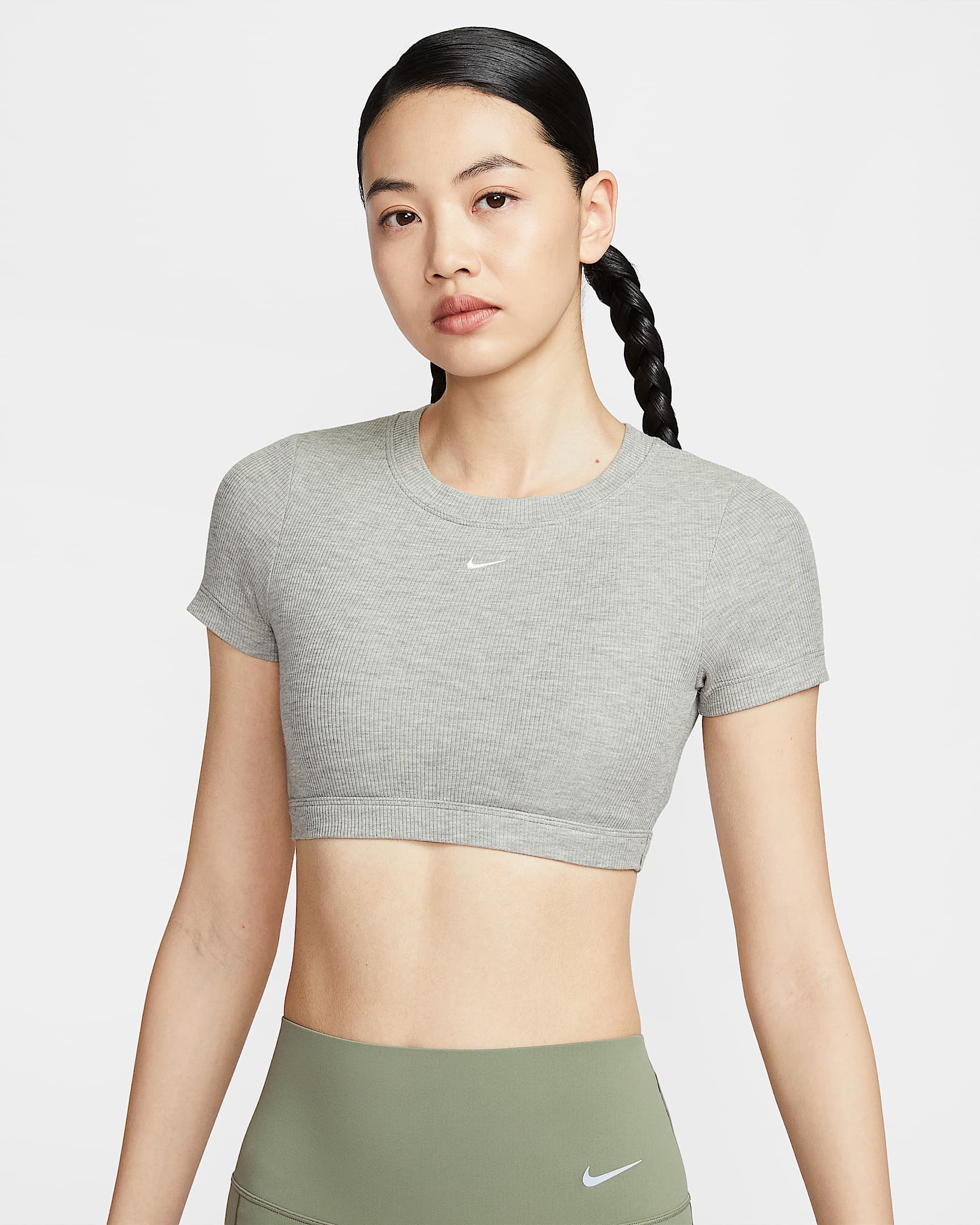 Nike Sportswear Classic 女子低强度支撑衬垫一体式短款上衣 - 调色暗灰/帆白