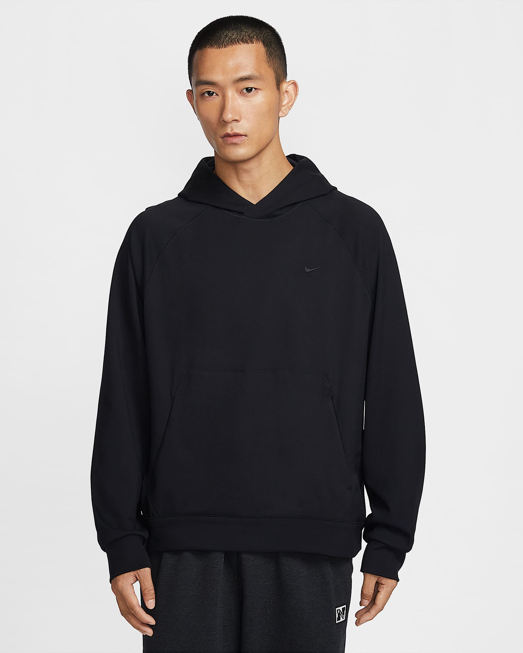 Nike Primary NanoKnit Dri-FIT 男子速干百搭套头连帽衫防晒衣 - 黑/黑