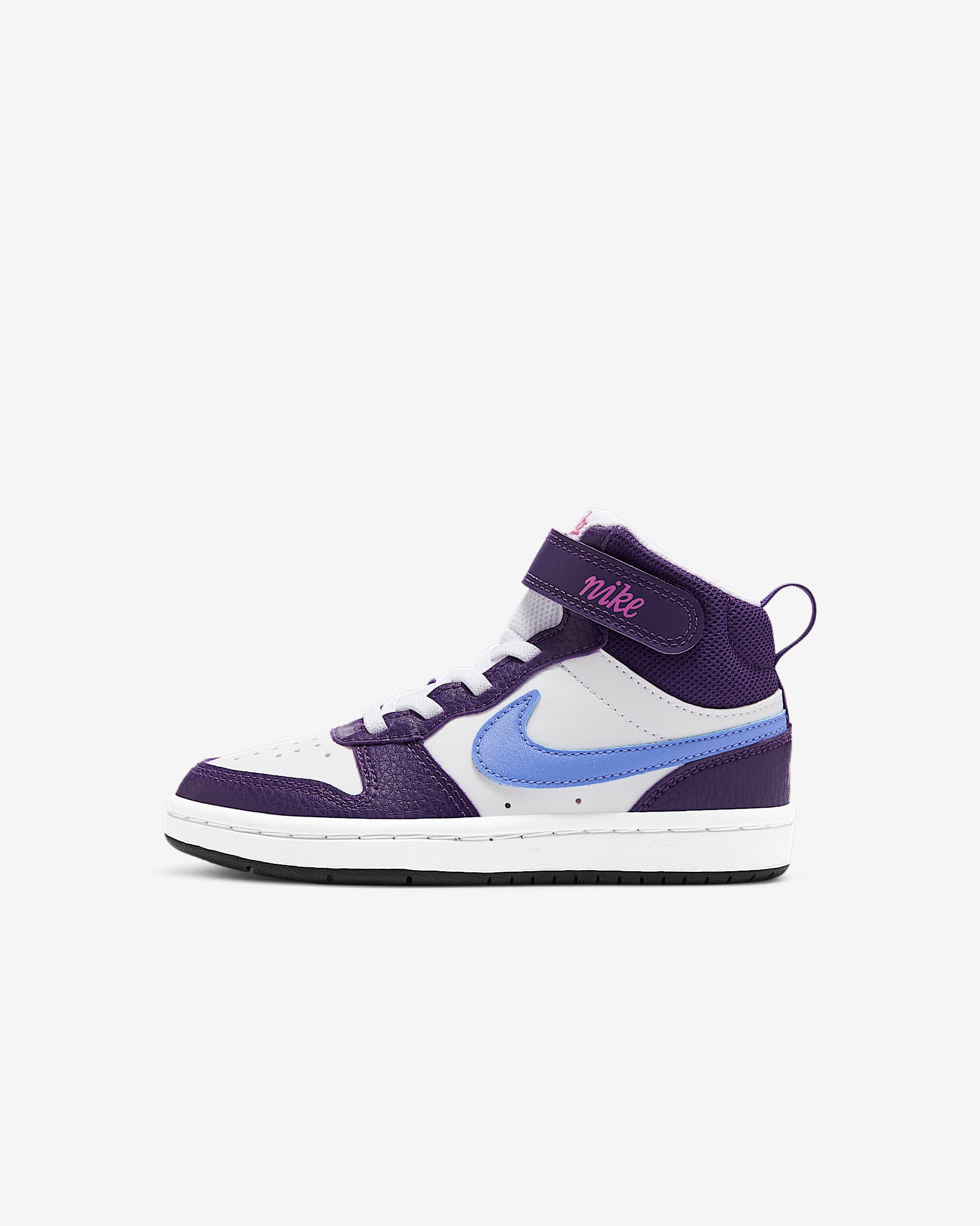 Nike Court Borough Mid 2 耐克酷菠萝幼童运动鞋 - 白色/茄紫/活力紫红/脉冲宝石蓝