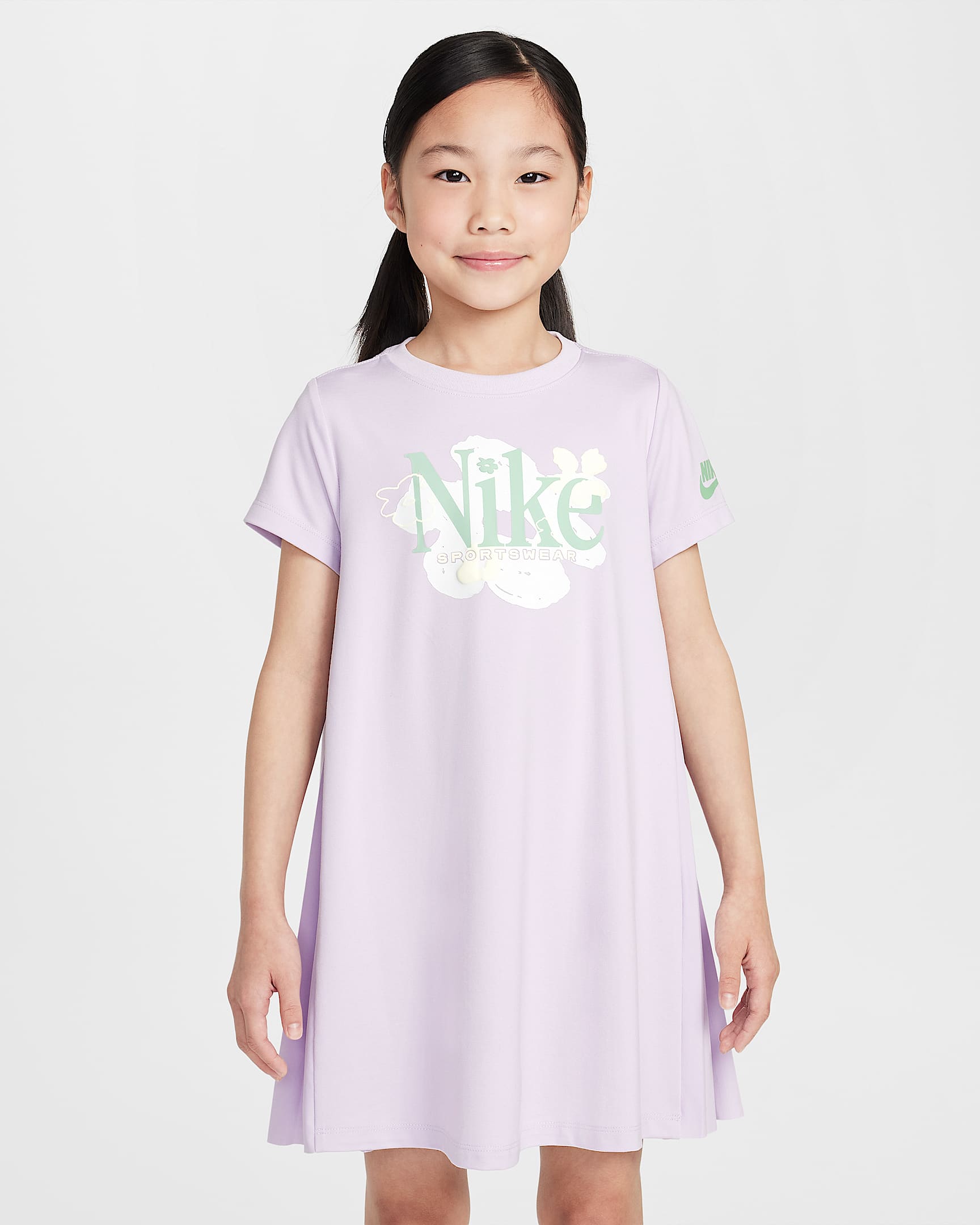 Nike Wildflower 幼童凉感褶裥连衣裙 - 粉紫