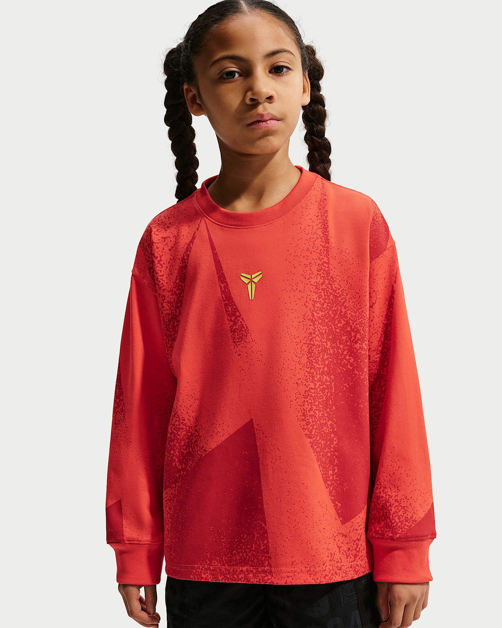 Kobe Dri-FIT 科比大童速干长袖T恤 - 浅深红