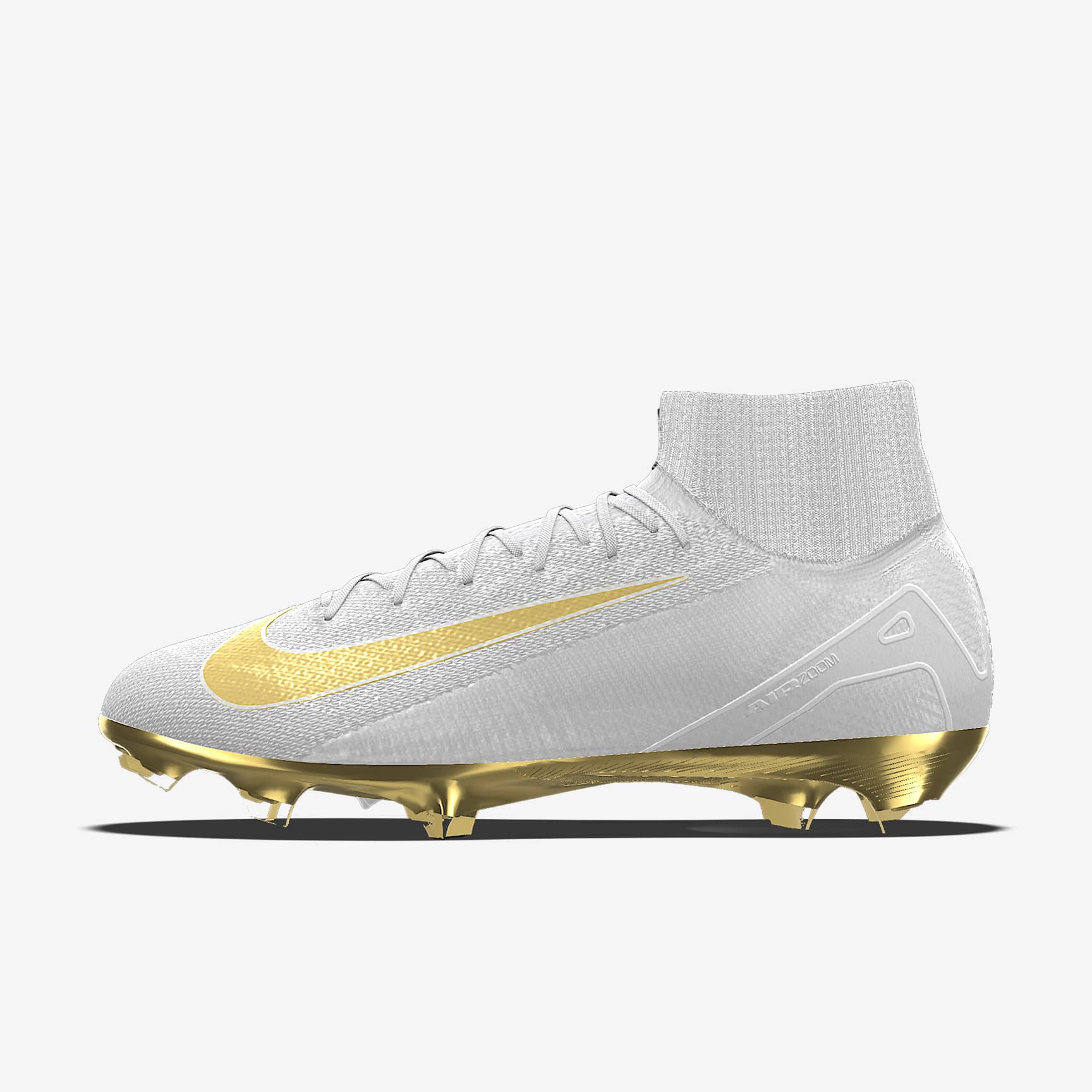 Nike Mercurial Superfly 10 Elite By You 耐克刺客系列专属定制天然硬质草地高帮足球鞋 - 白色/浅银灰/白色