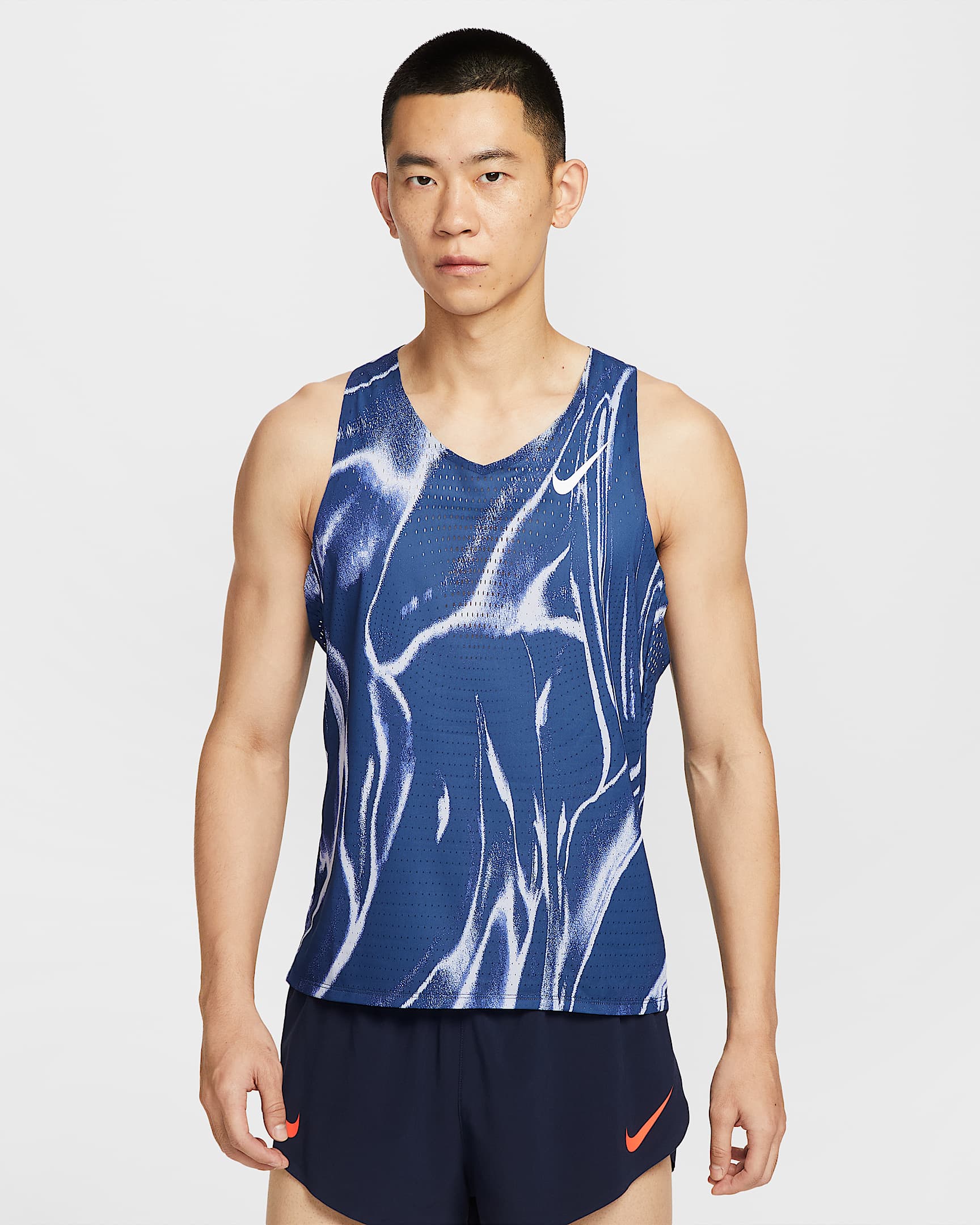 Nike AeroSwift Dri-FIT ADV 男子速干跑步背心 - 海岸蓝/白色