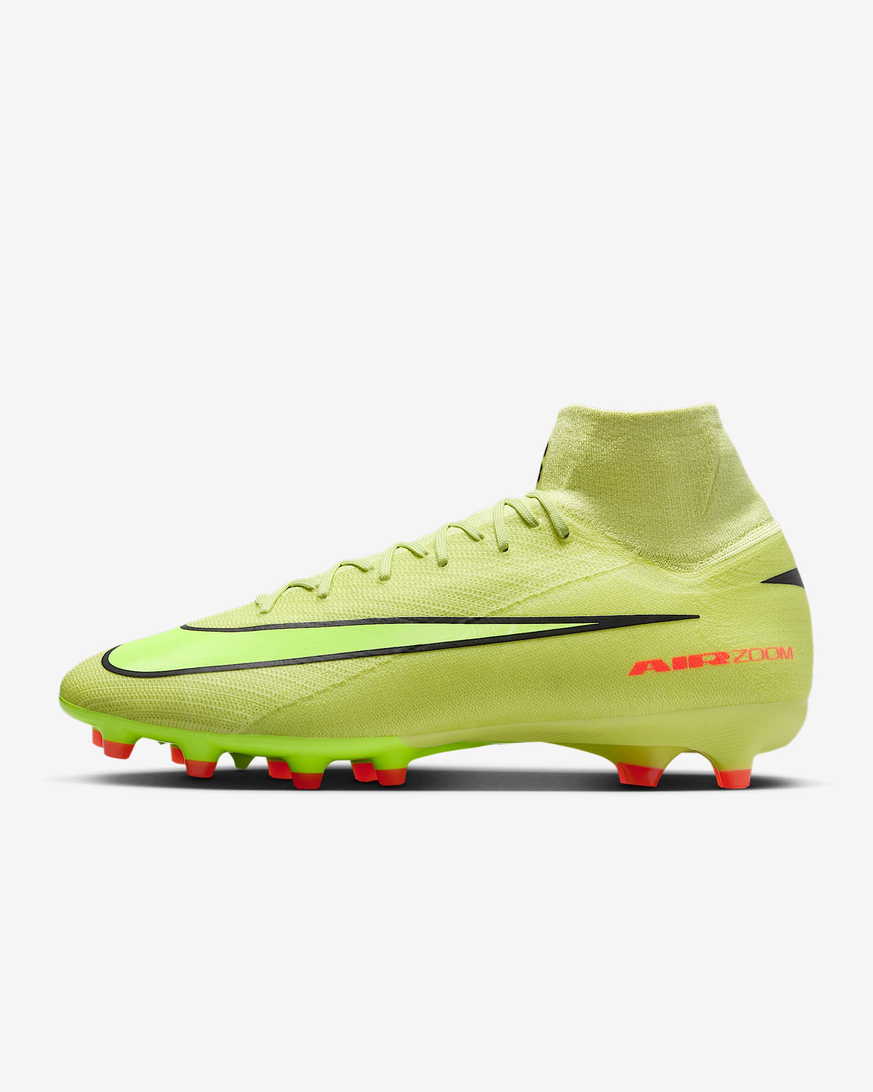 Nike Mercurial Superfly 10 Pro 耐克刺客系列男/女 AG 人造草地高帮足球鞋 - 亮石灰色/橙红/荧光黄