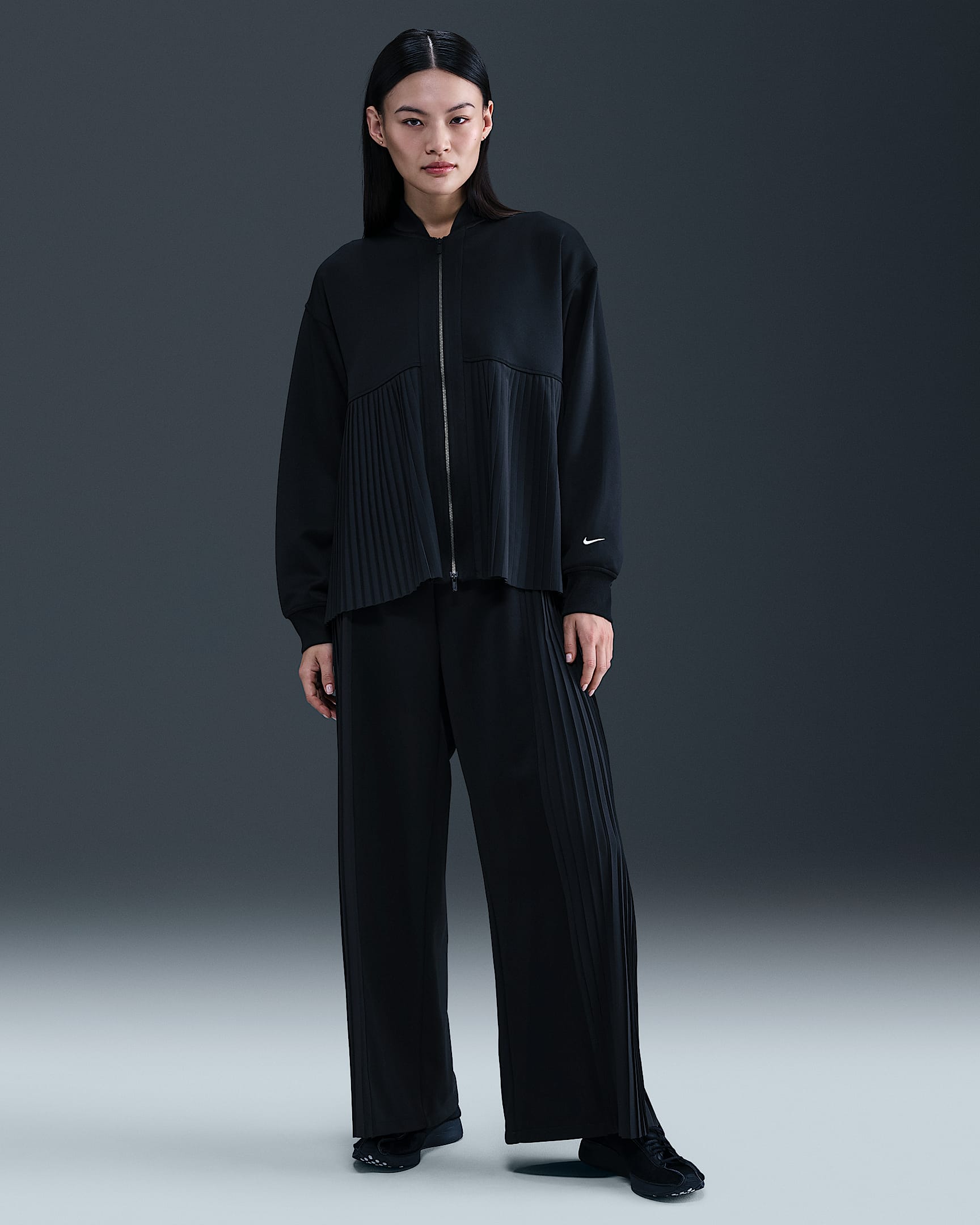 Nike Sportswear 女子褶裥拼接长裤 - 黑/帆白