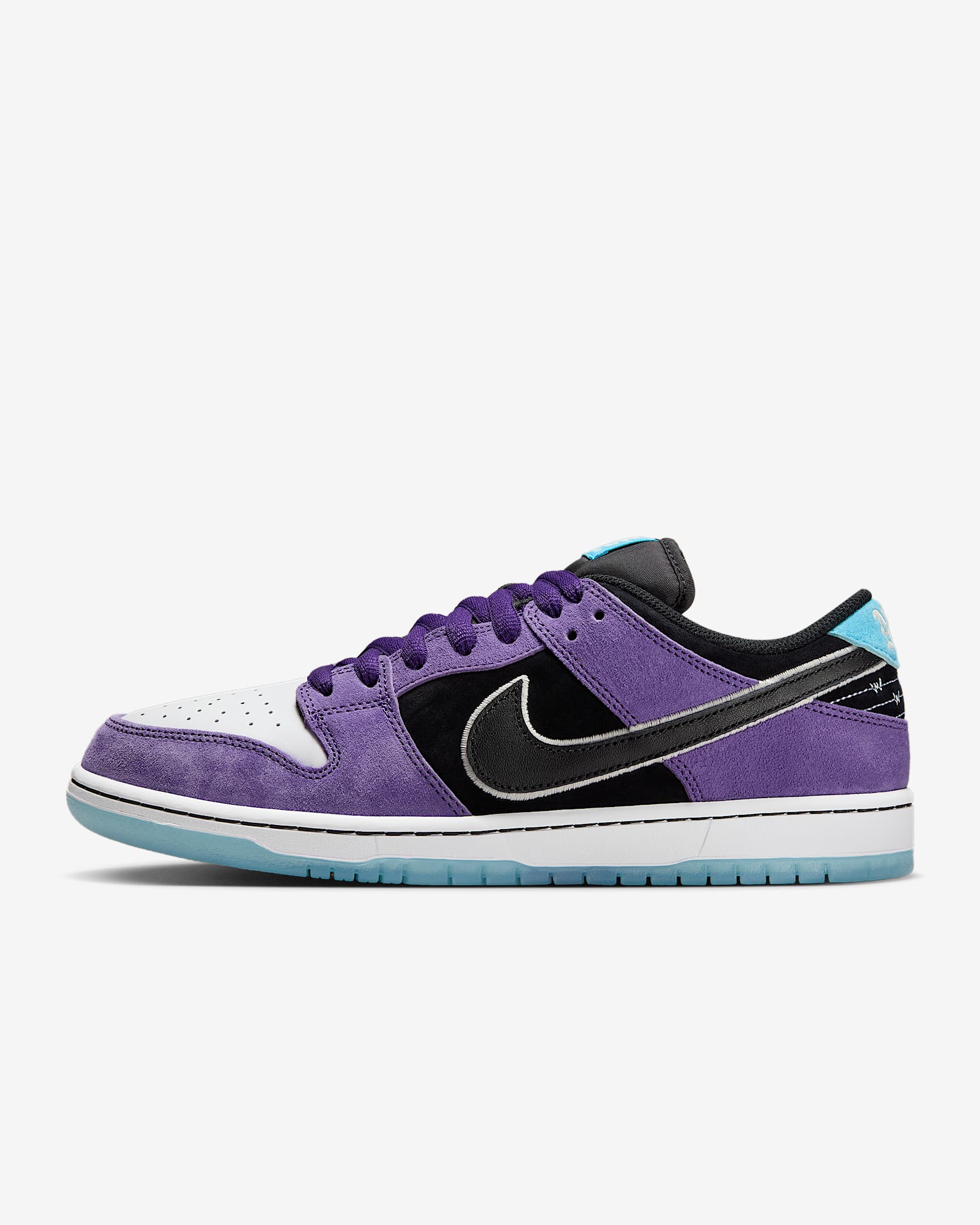 Nike SB Dunk Low Pro 男/女滑板鞋 - 庭紫/白色/脉冲湖蓝/黑
