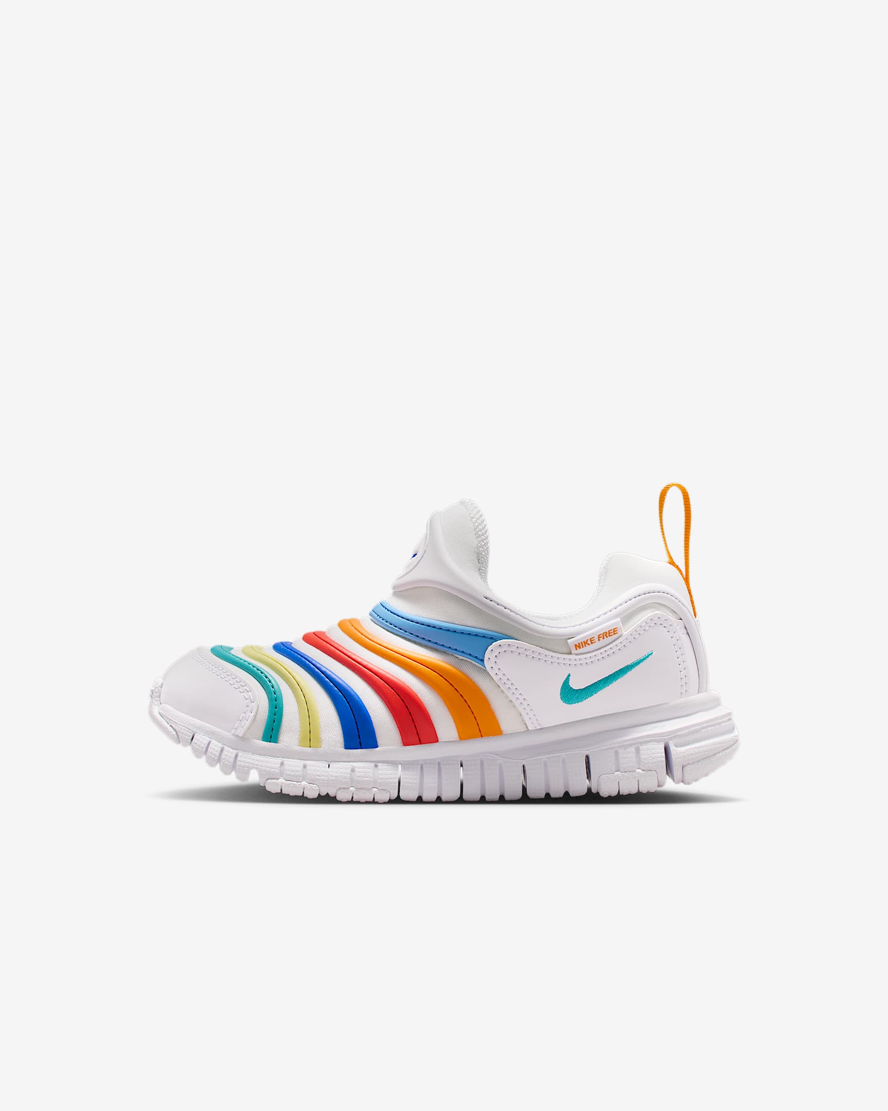 Nike Dynamo Free 耐克毛毛虫幼童一脚蹬易穿脱运动鞋 - 白色/亮石灰色/皇家蓝/仙人掌绿