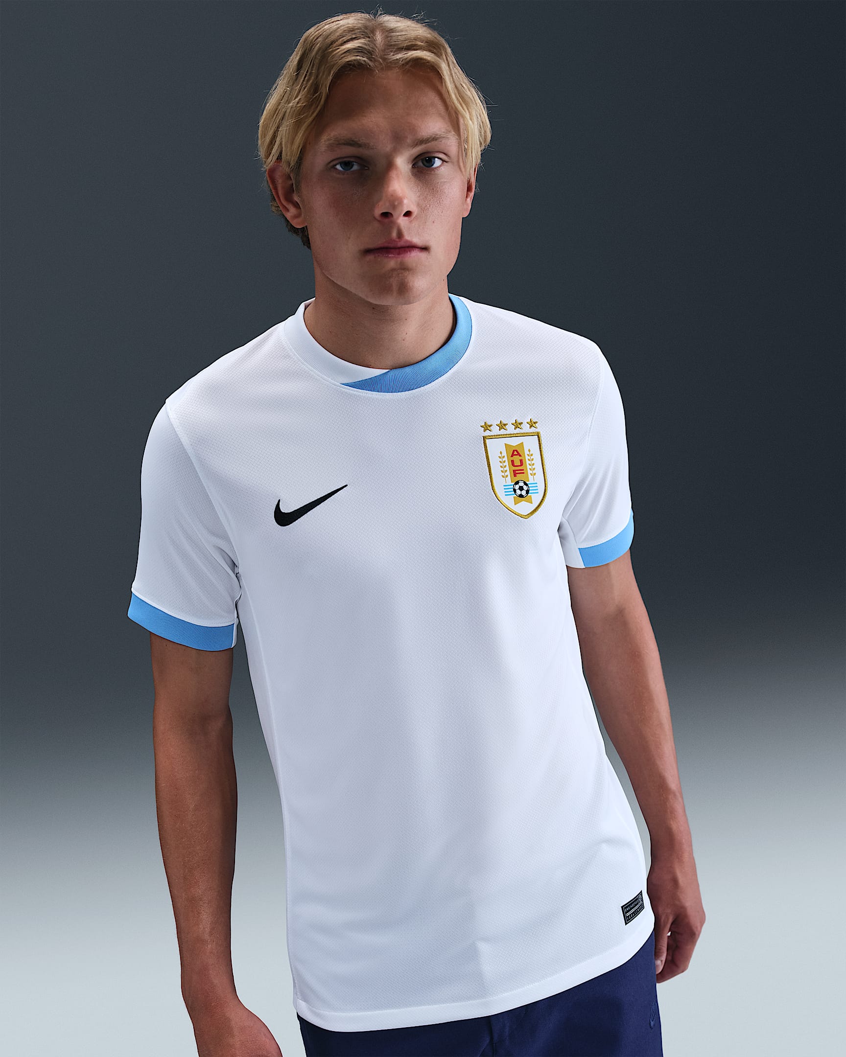 2024/25 赛季乌拉圭队客场球迷版 Nike Dri-FIT 男子速干足球球衣 - 白色/大学蓝/黑