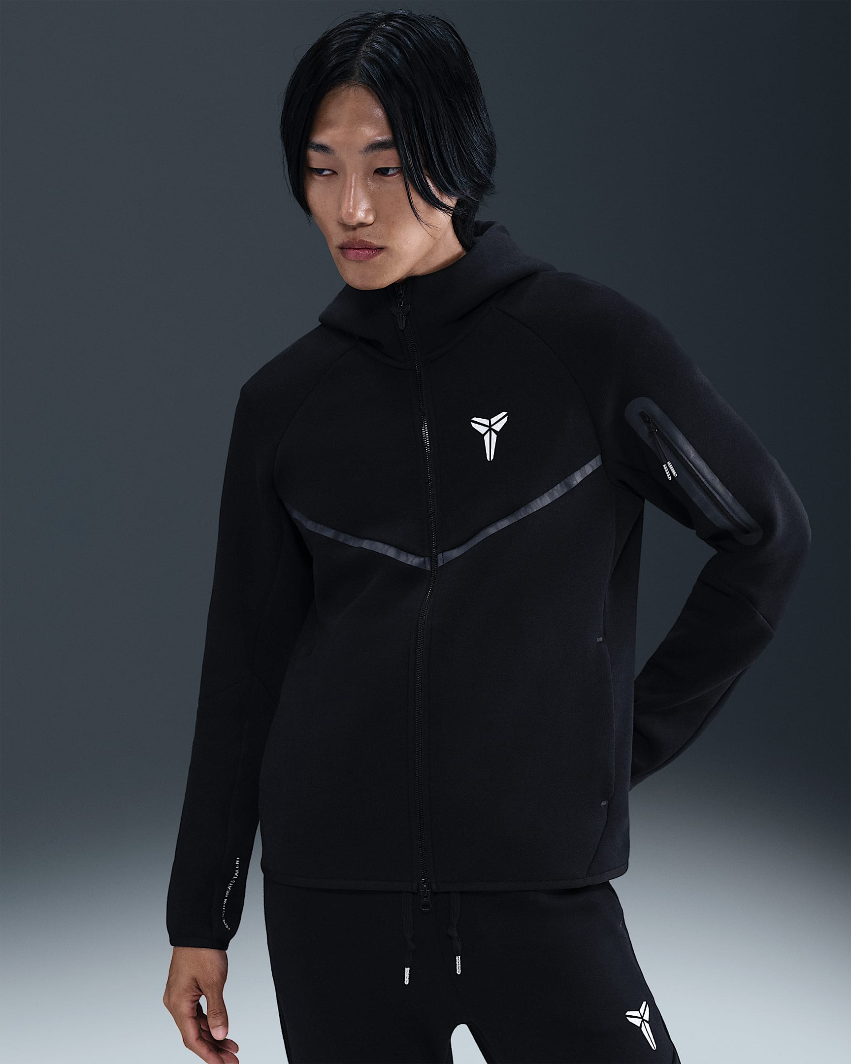 Kobe Tech Fleece Windrunner 科比男子全长拉链开襟夹克 - 黑/白色