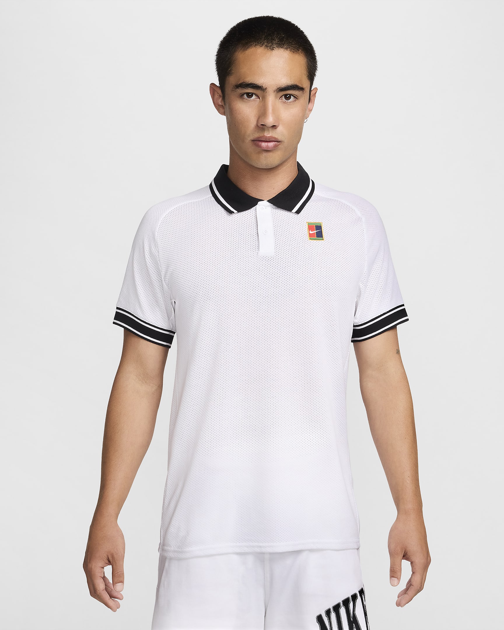 NikeCourt Heritage 耐克网球运动员同款男子网球翻领T恤 - 白色/黑