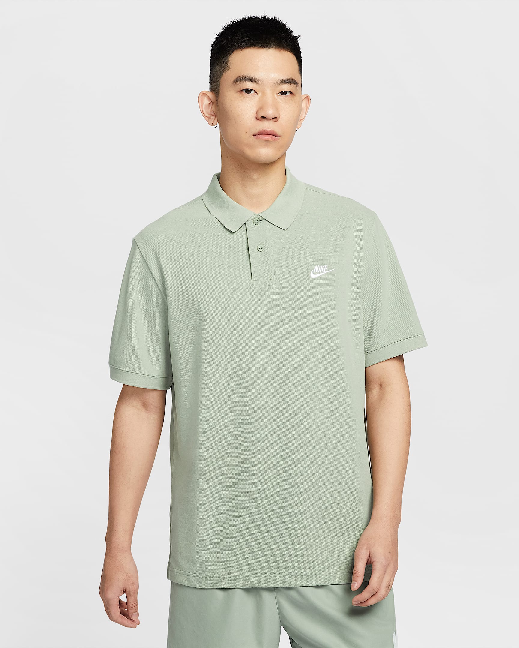 Nike Club 男子宽松版型短袖翻领T恤 - 地平线绿/白色