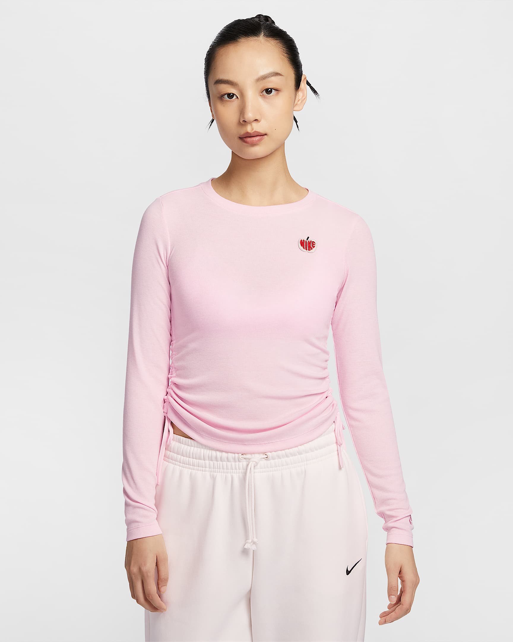 Nike Sportswear 情人节女子罗纹长袖短款上衣 - 泡沫粉