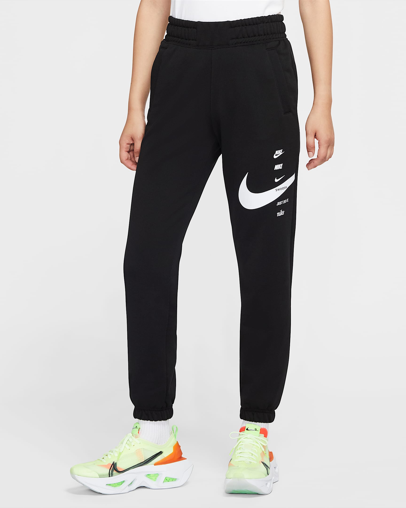 Nike Sportswear Swoosh 女子长裤 - 黑/白色