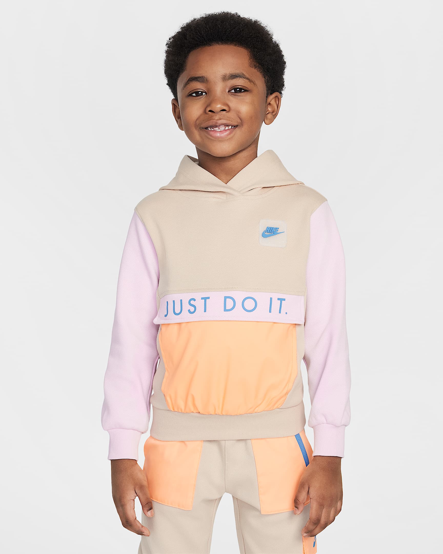 Nike Keep Climbing 幼童质感套头连帽衫 - 沙堆白