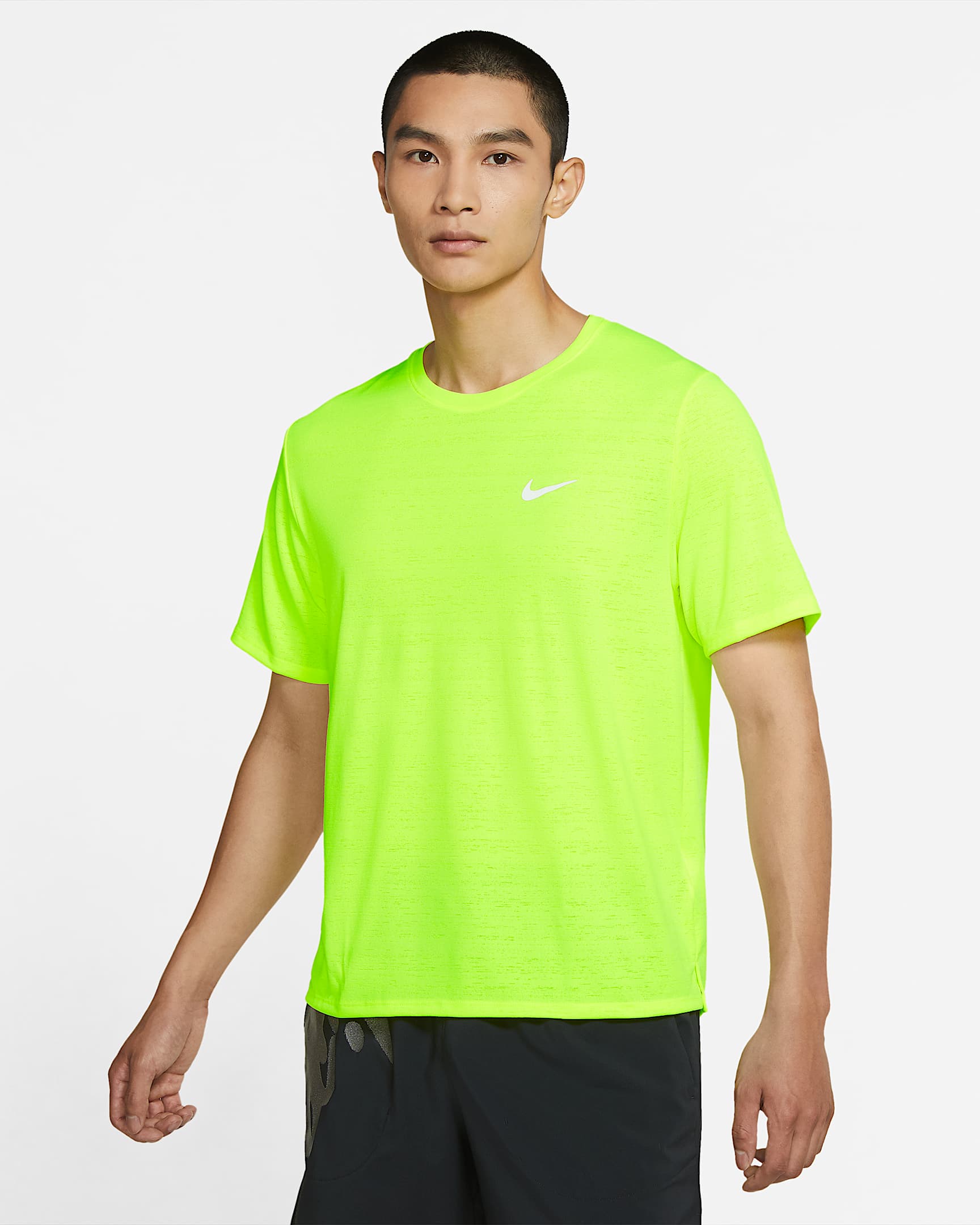 Nike Dri-FIT Miler 男子速干跑步上衣 - 荧光黄