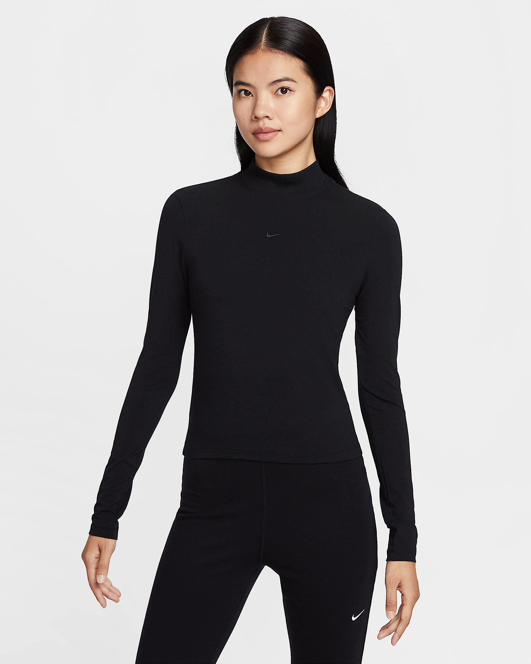 Nike Sportswear Chill Knit 女子修身长袖企领T恤 - 黑