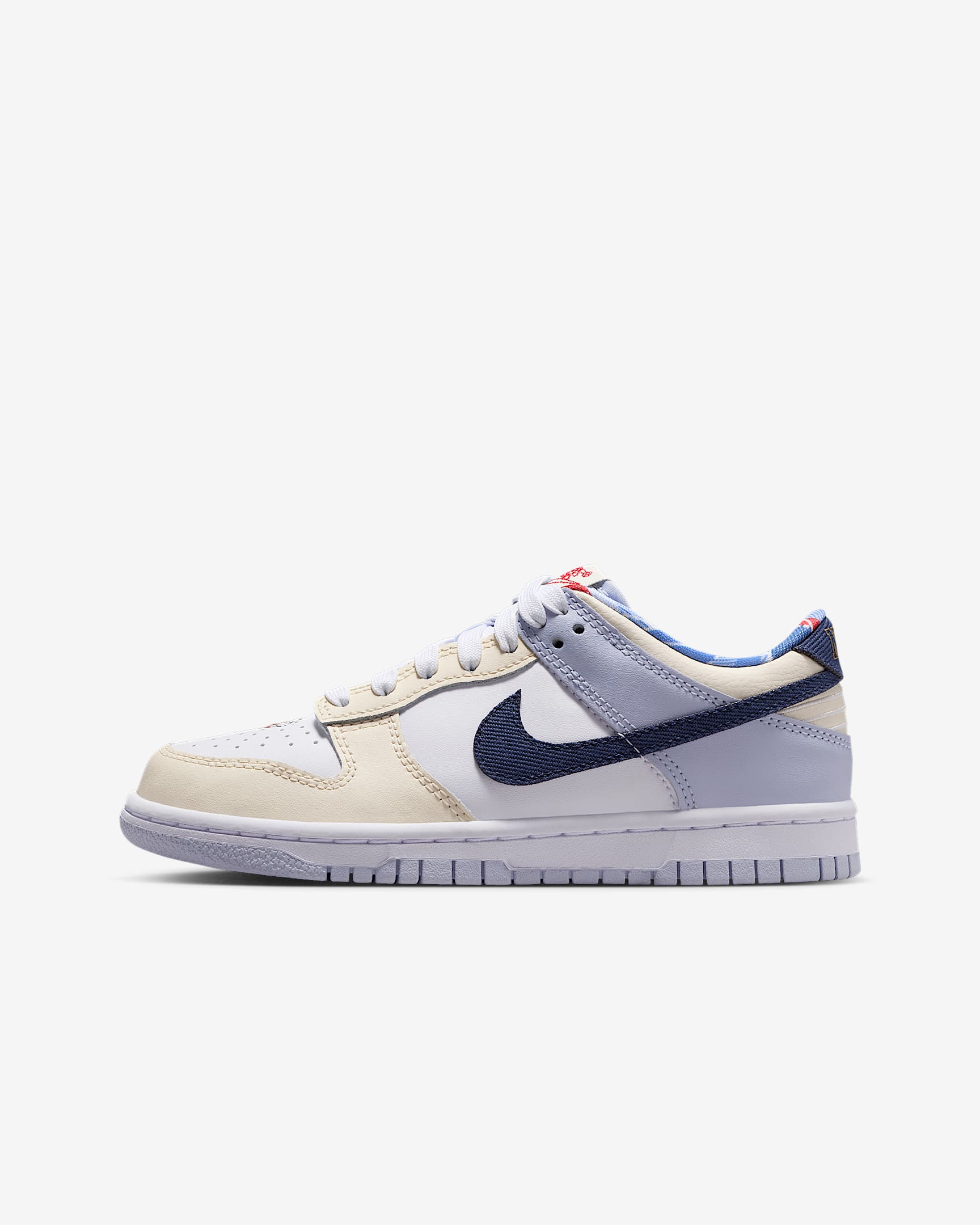 Nike Dunk Low 大童运动鞋 - 白色/白色/幻影/深藏青