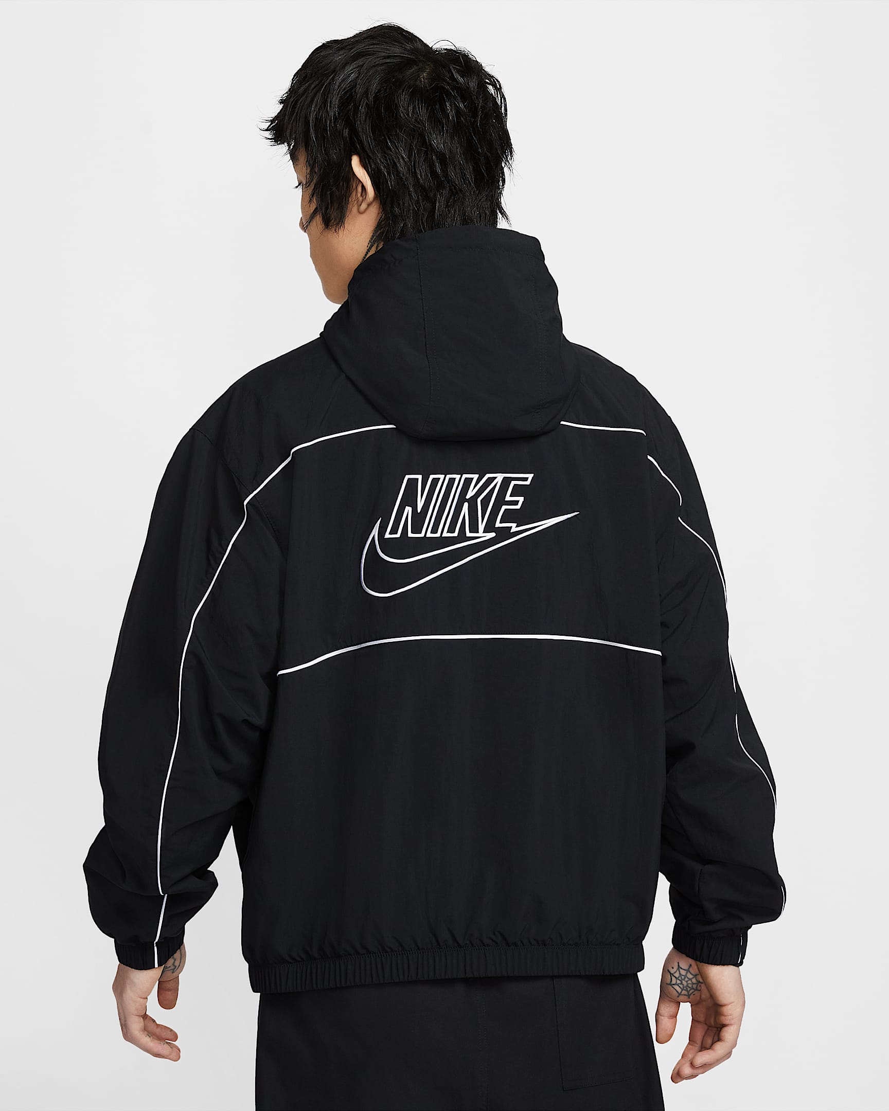 Nike Club 男子连帽复古夹克 - 黑/白色/白色