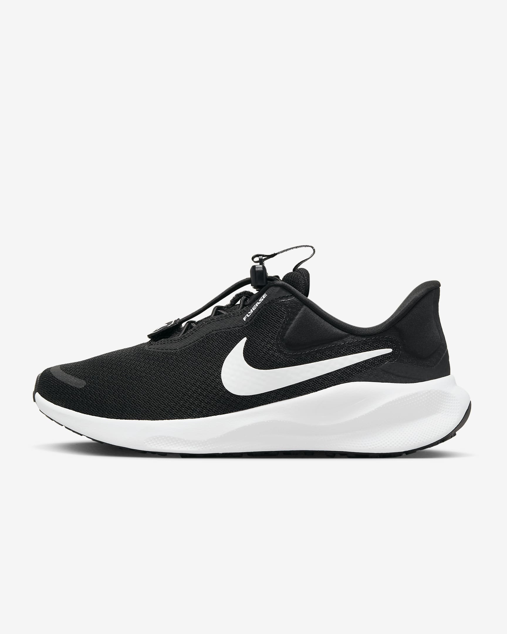 Nike Revolution 7 EasyOn 女子易穿脱公路跑步鞋 - 黑/白色