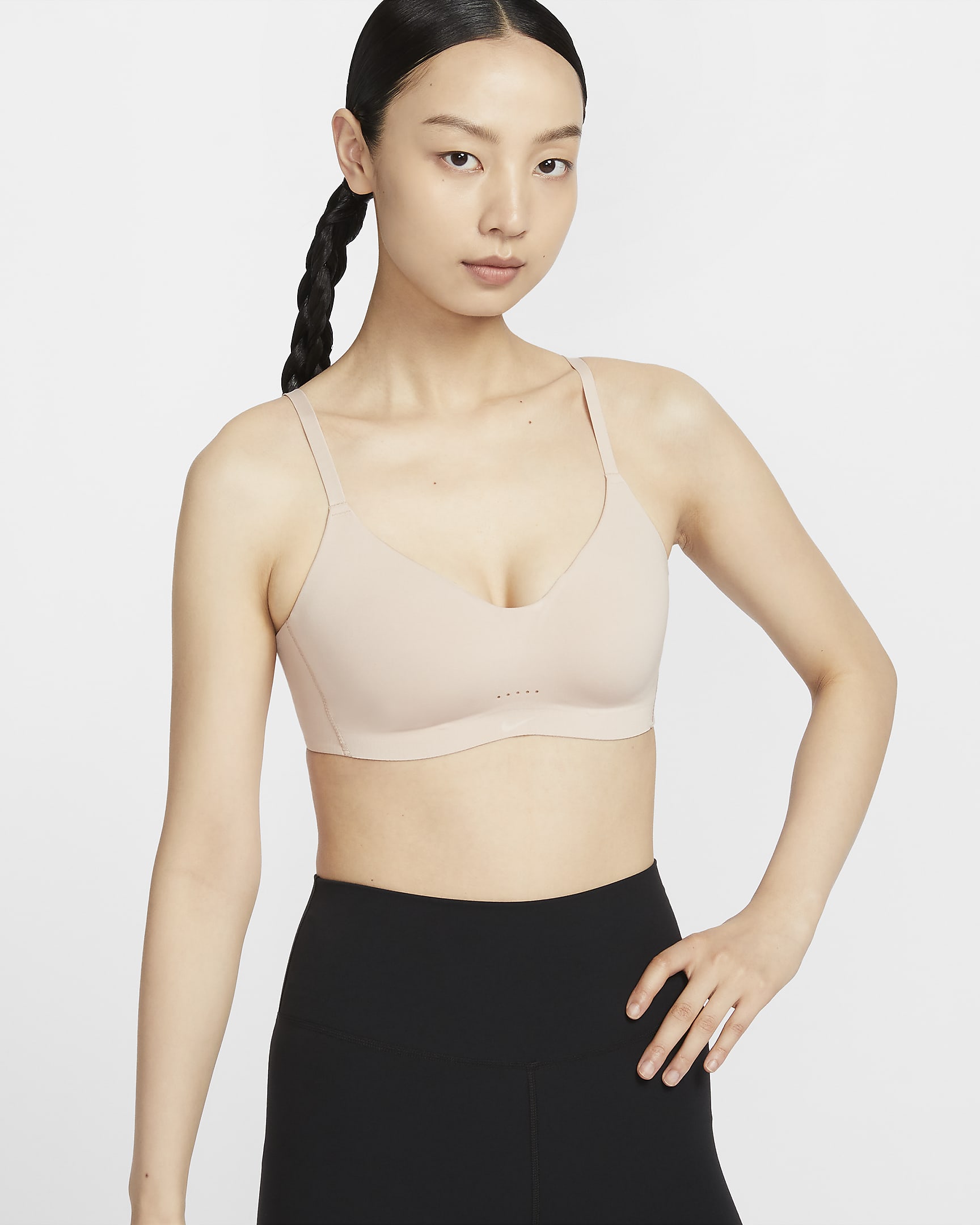 Nike Alate Minimalist 女子低强度支撑衬垫可调节速干运动内衣 - 微粒茶色/白色