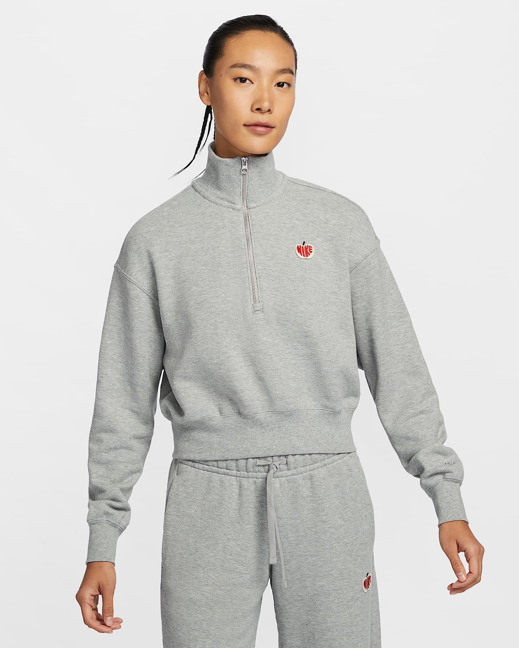 Nike Sportswear Phoenix Fleece 情人节女子短款运动衫 - 调色暗灰