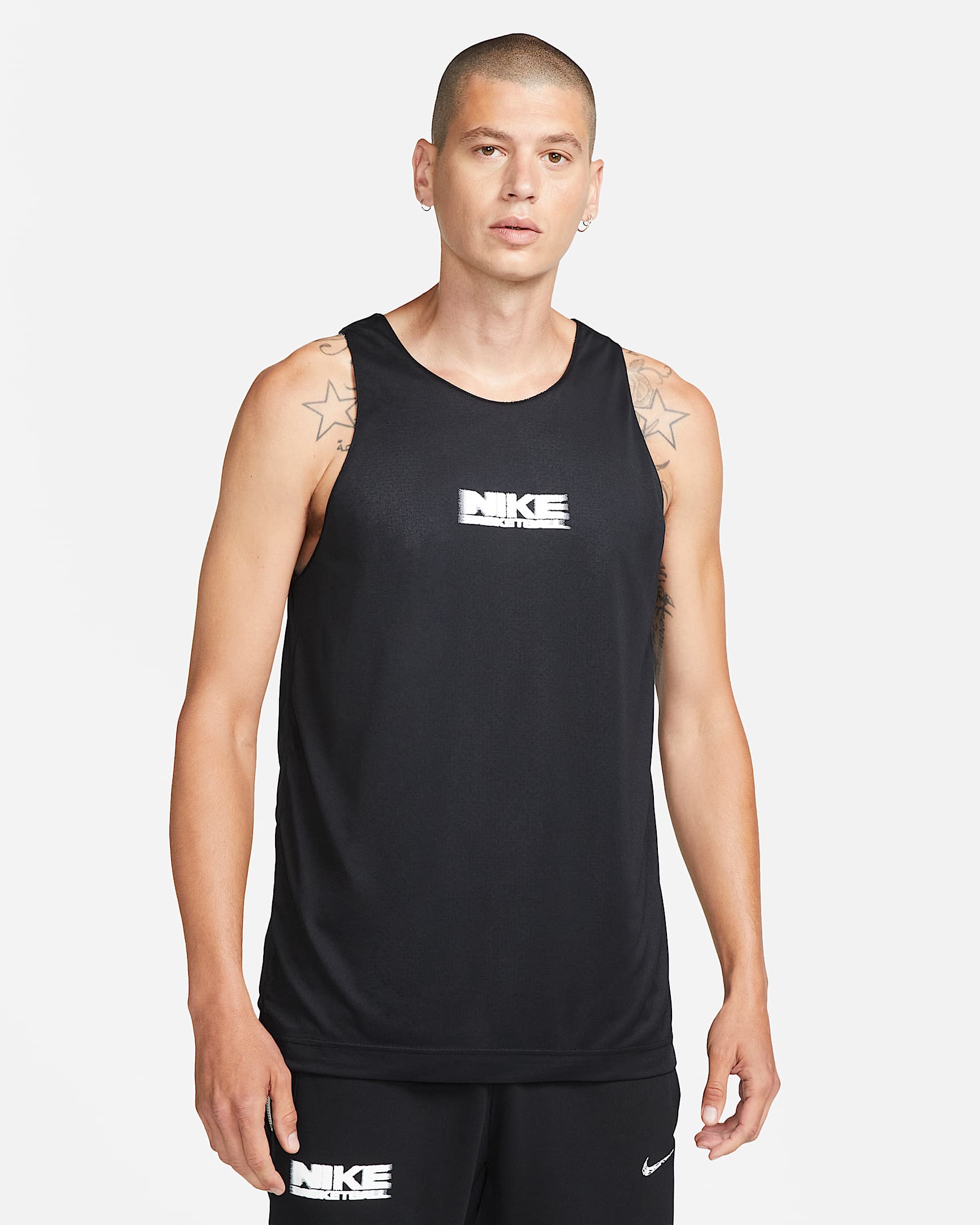 Nike Dri-FIT Standard Issue 男子速干双面穿篮球球衣 - 黑/黑/白色