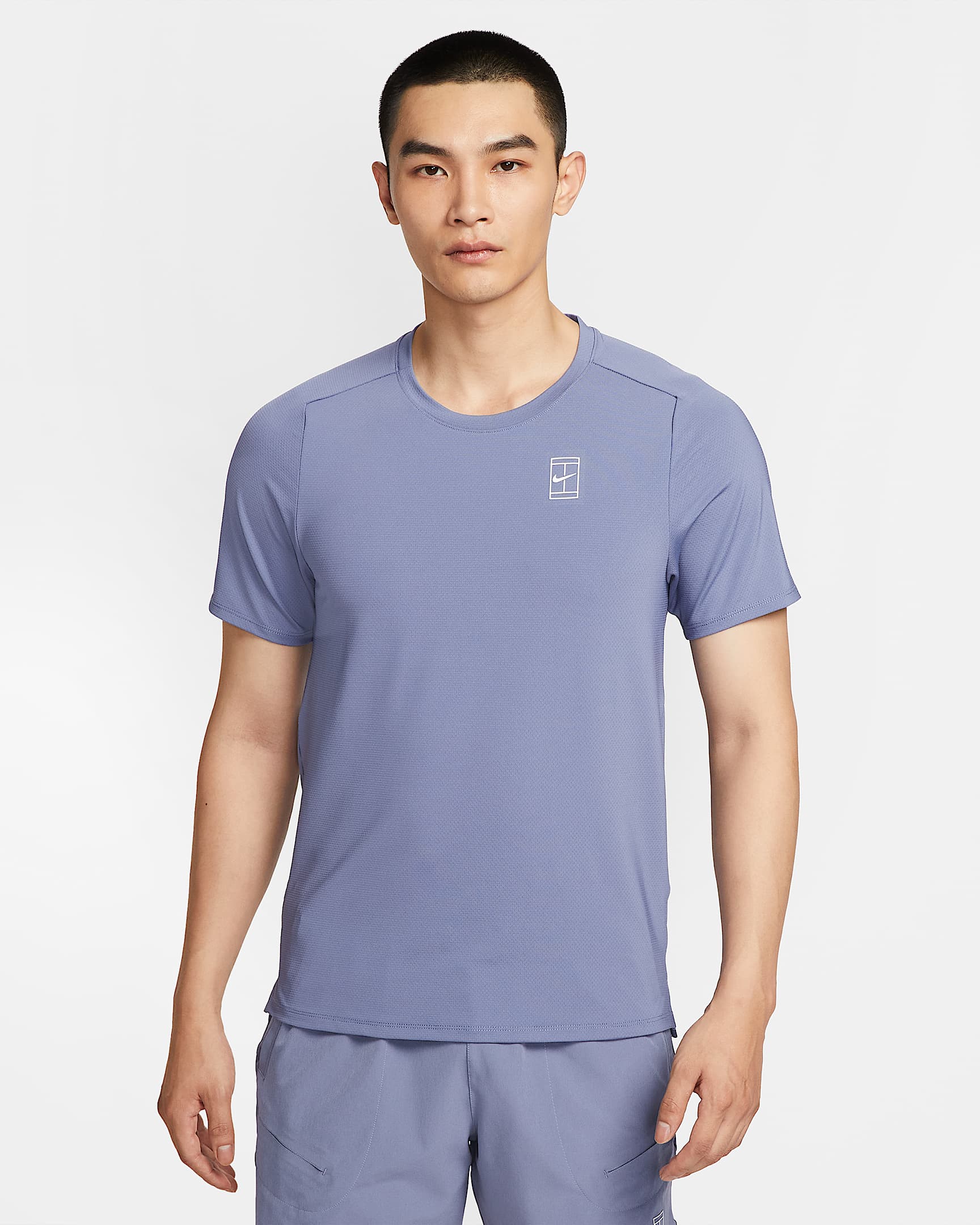 NikeCourt Advantage Dri-FIT 男子速干短袖网球上衣 - 世界靛青/世界靛青/白色