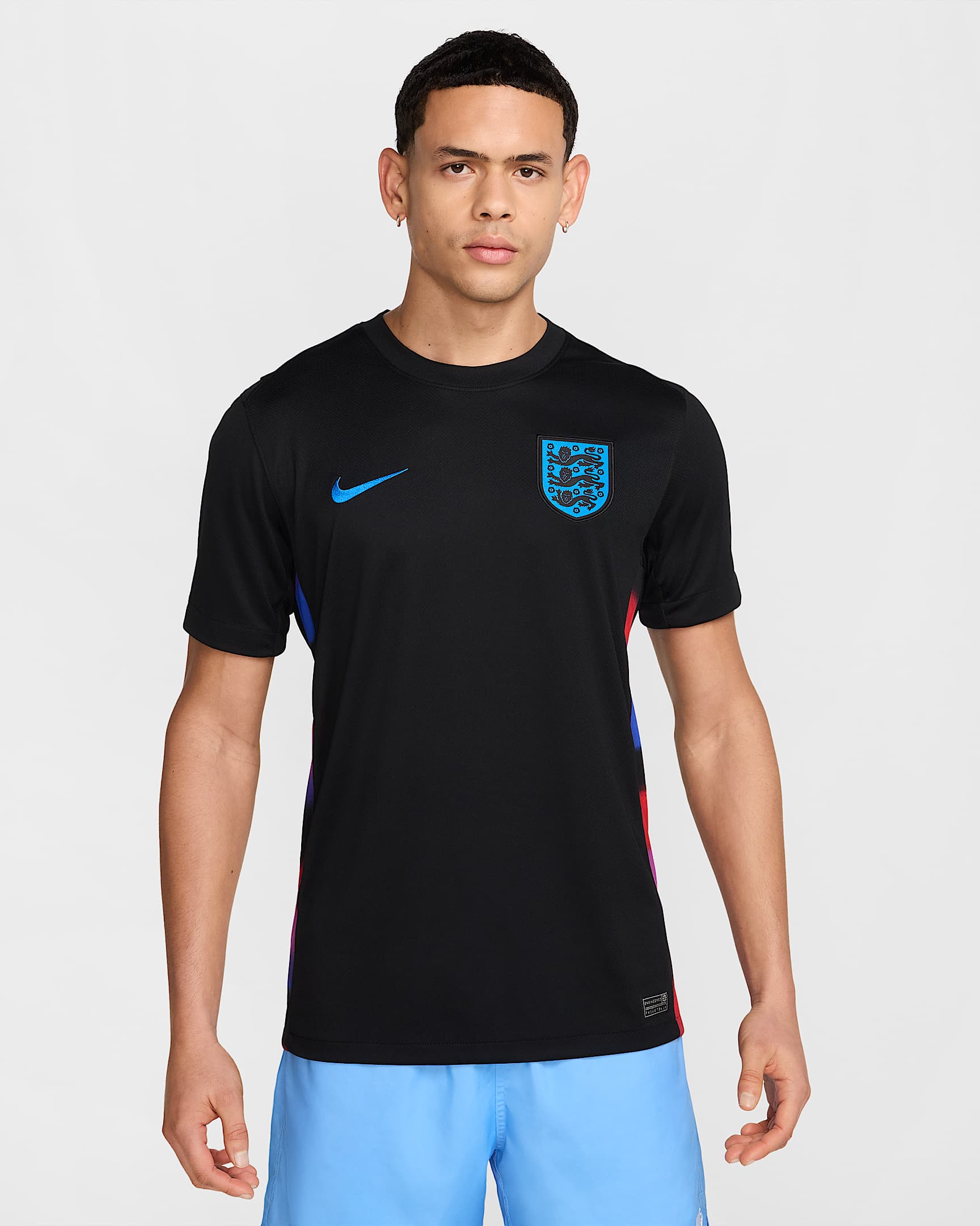 2025 赛季英格兰队客场球迷版 Nike Dri-FIT 男子速干足球球衣 - 黑/浅清透蓝