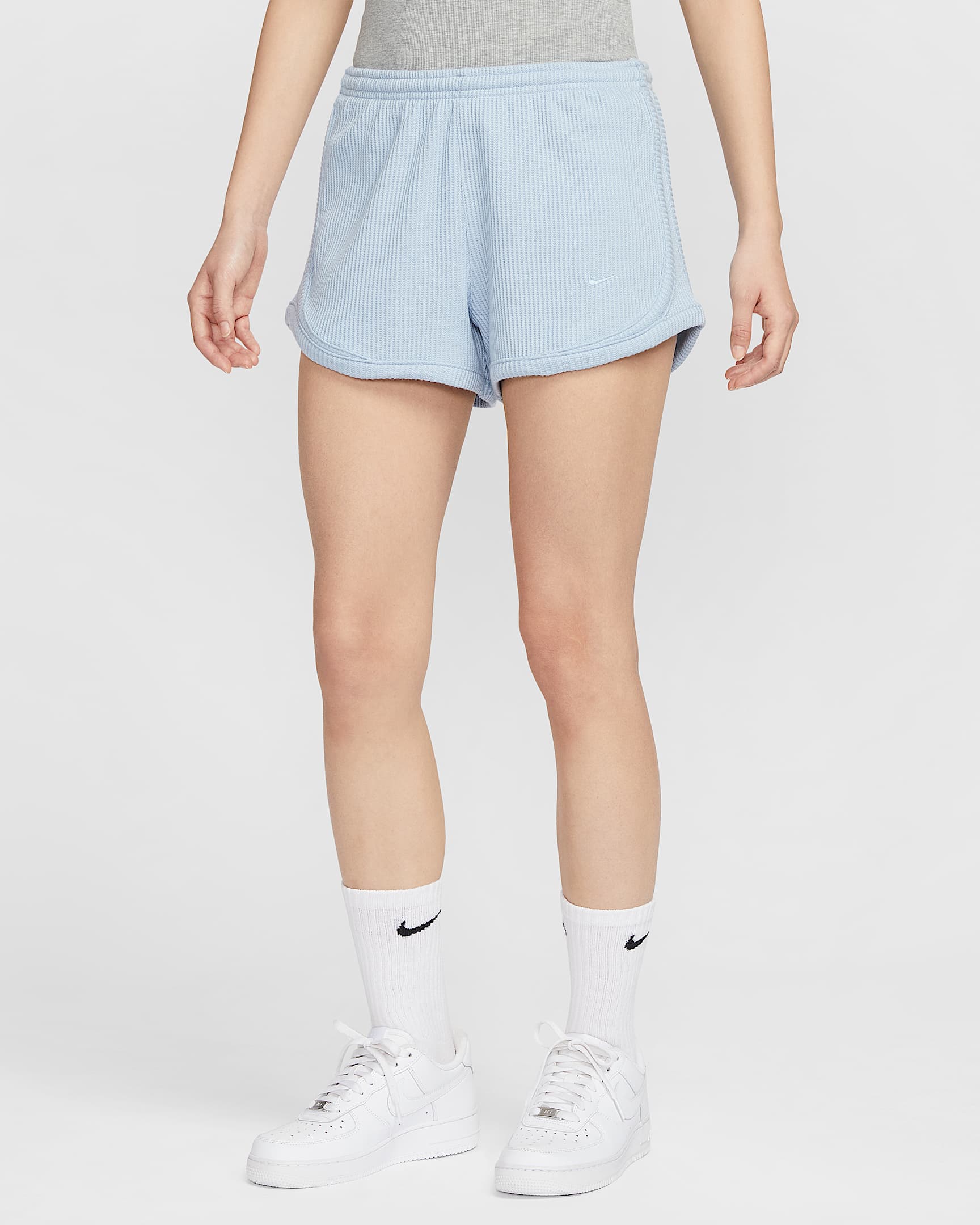 Nike Sportswear Chill Waffle 女子中腰短裤 - 浅军械蓝/浅军械蓝