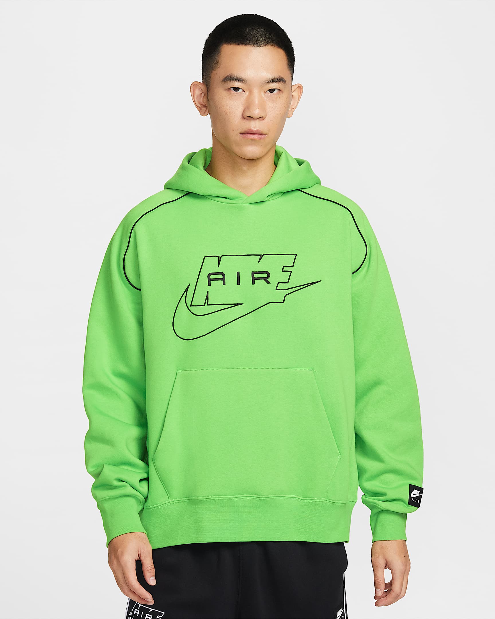 Nike Air 男子加绒套头连帽衫 - 明绿/黑