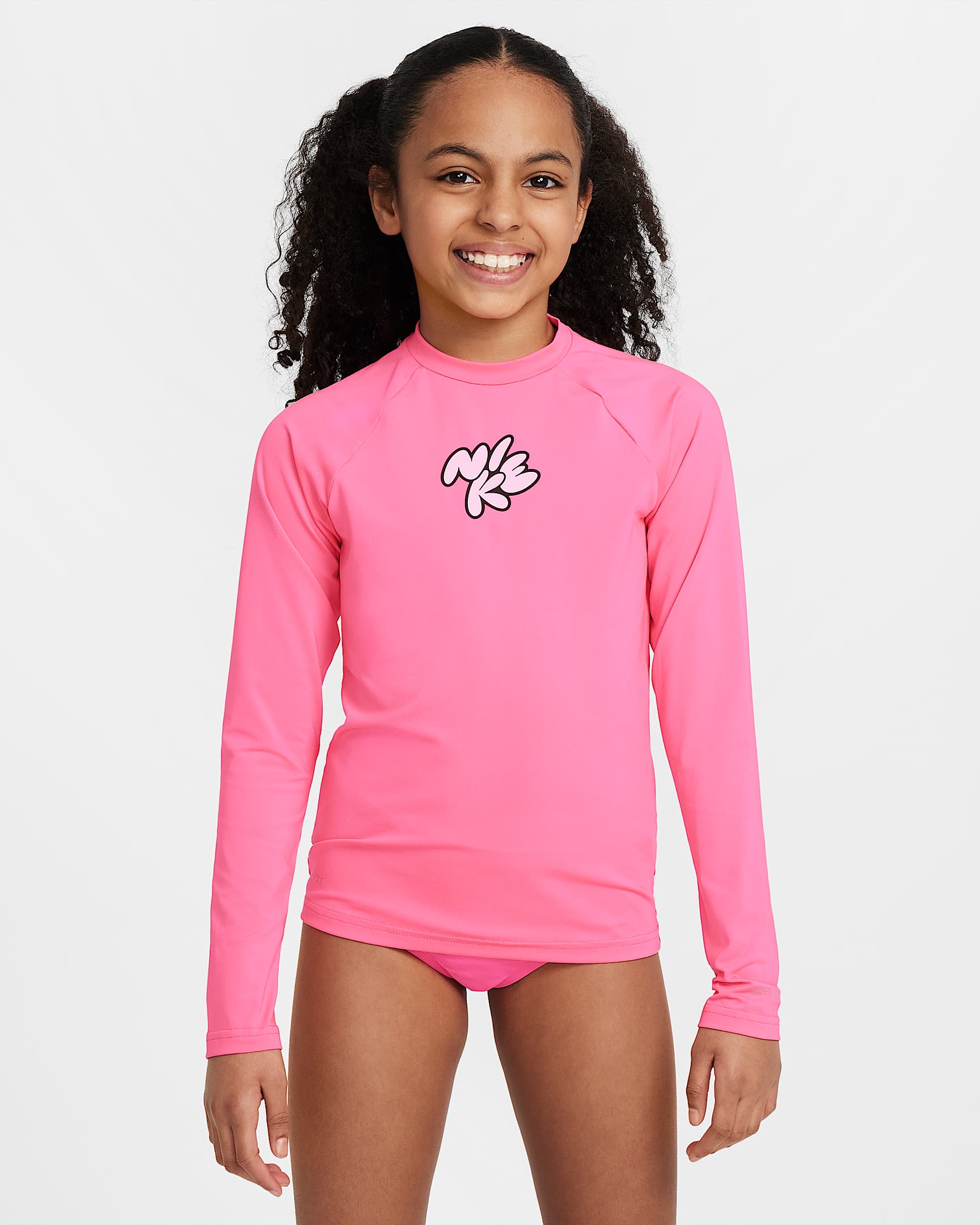 Nike Swim Dri-FIT 大童(女孩)防晒速干长袖上衣 - 透明粉/泡沫粉