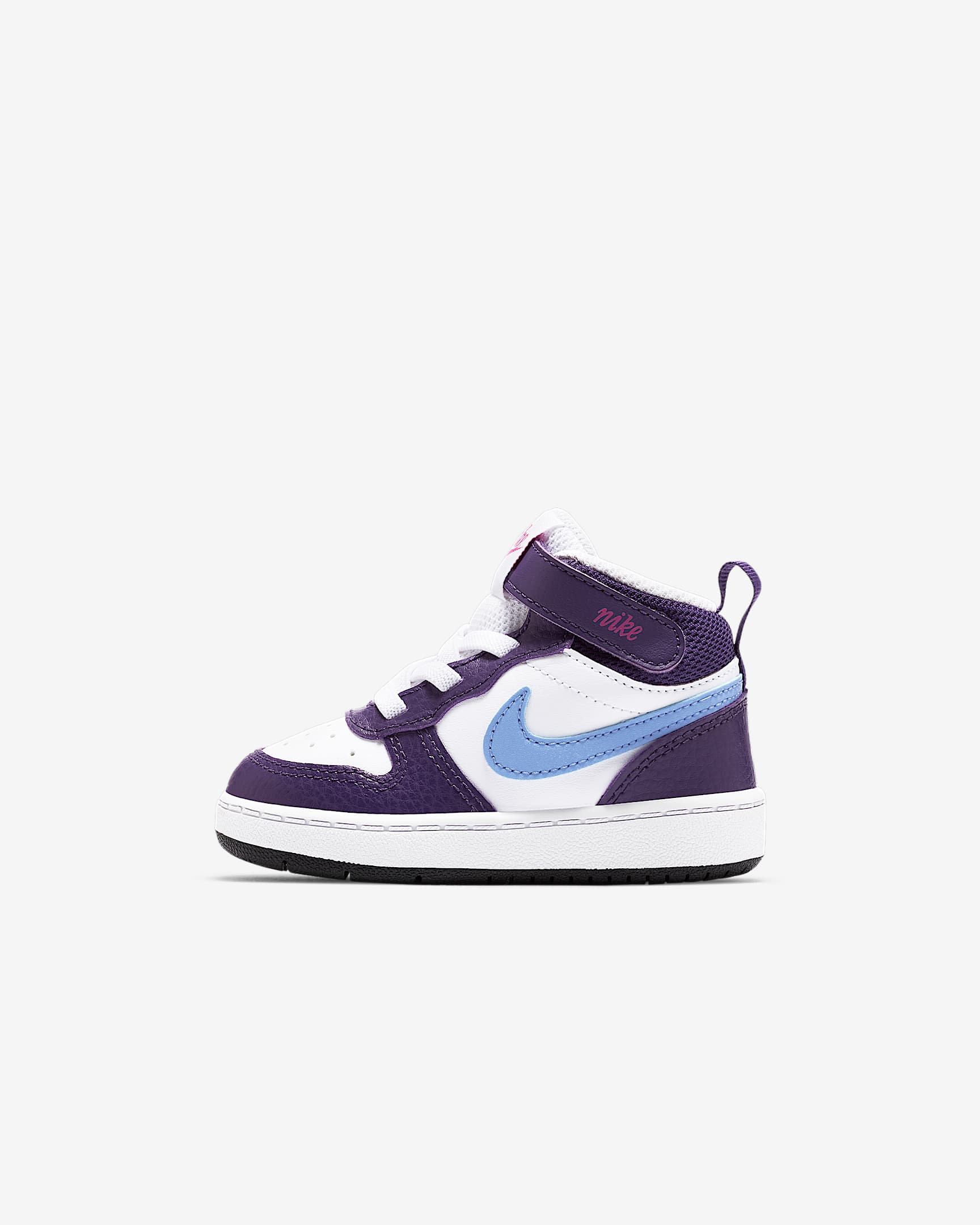 Nike Court Borough Mid 2 耐克酷菠萝婴童运动鞋 - 白色/茄紫/活力紫红/脉冲宝石蓝
