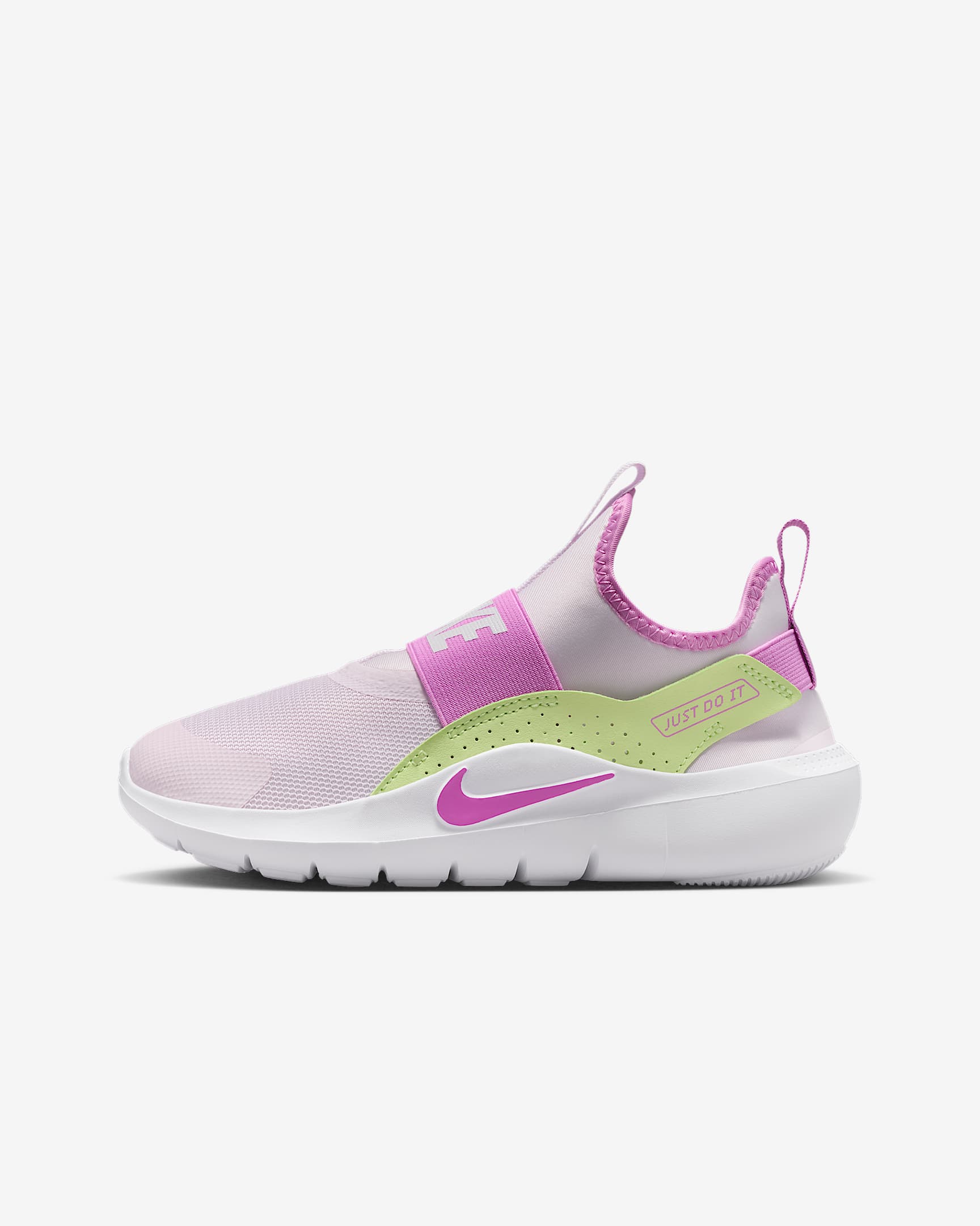 Nike Flex Runner 4 大童一脚蹬跑步鞋 - 浅紫罗兰/浅柠色/白色/浅品红