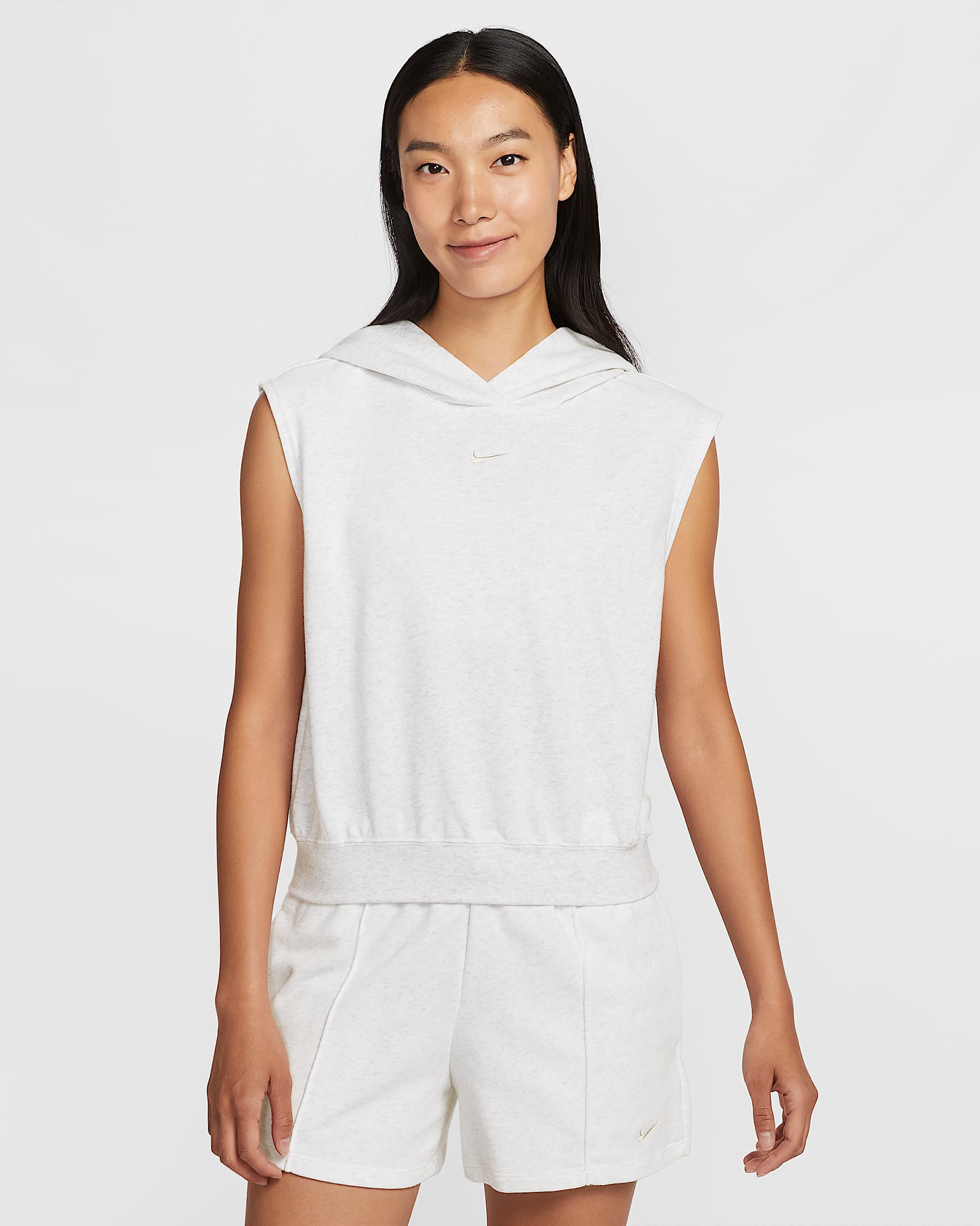 Nike Sportswear Chill Terry 女子法式毛圈无袖短款连帽衫 - 调色桦树色/浅土褐