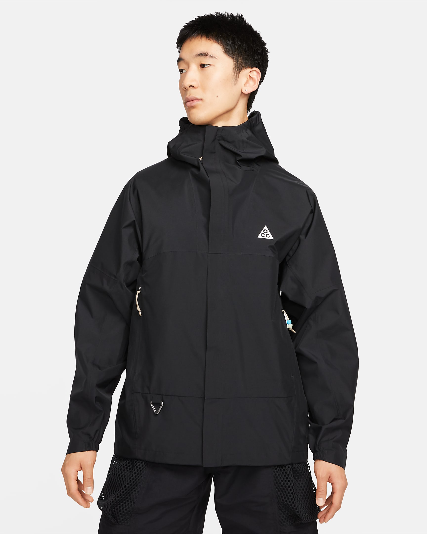 Nike ACG Storm-FIT "Cascade Rains" 男子防风拒水全长拉链开襟夹克 - 黑/山峰白