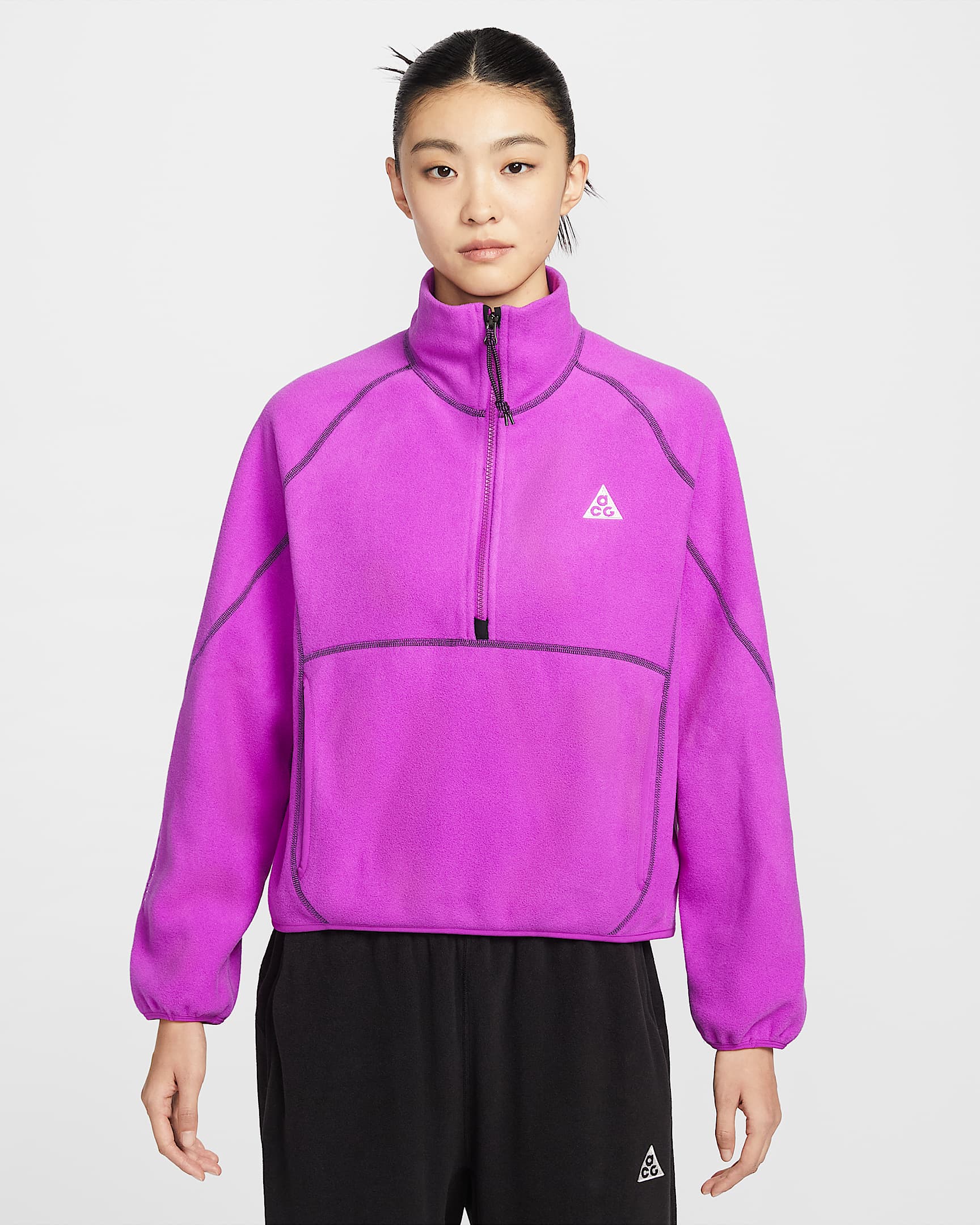 Nike ACG "Wolf Tree" 女子半长拉链开襟摇粒绒上衣 - 浆果红/明亮紫/安全橙/山峰白