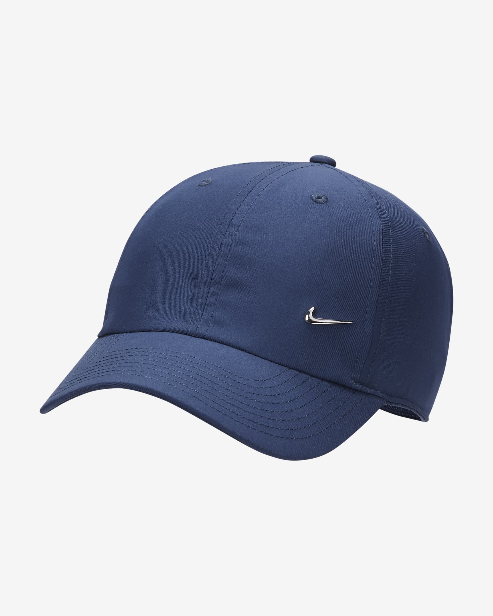 Nike Dri-FIT Club 透气速干软顶金属耐克勾运动帽 - 深藏青/金属银