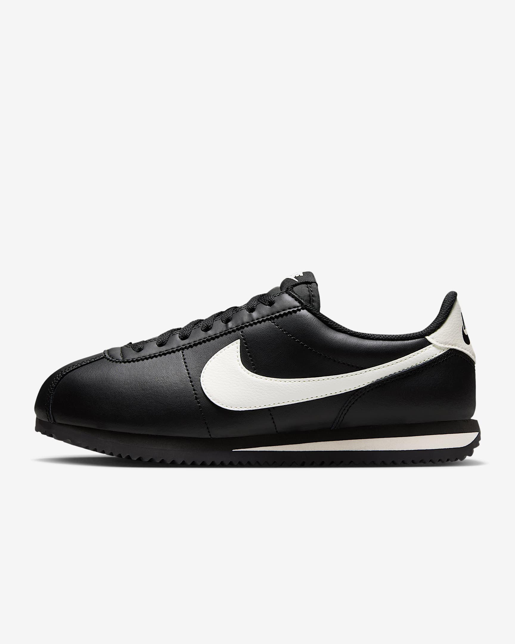 Nike Cortez Leather 女子复古运动鞋 - 黑/淡象牙白