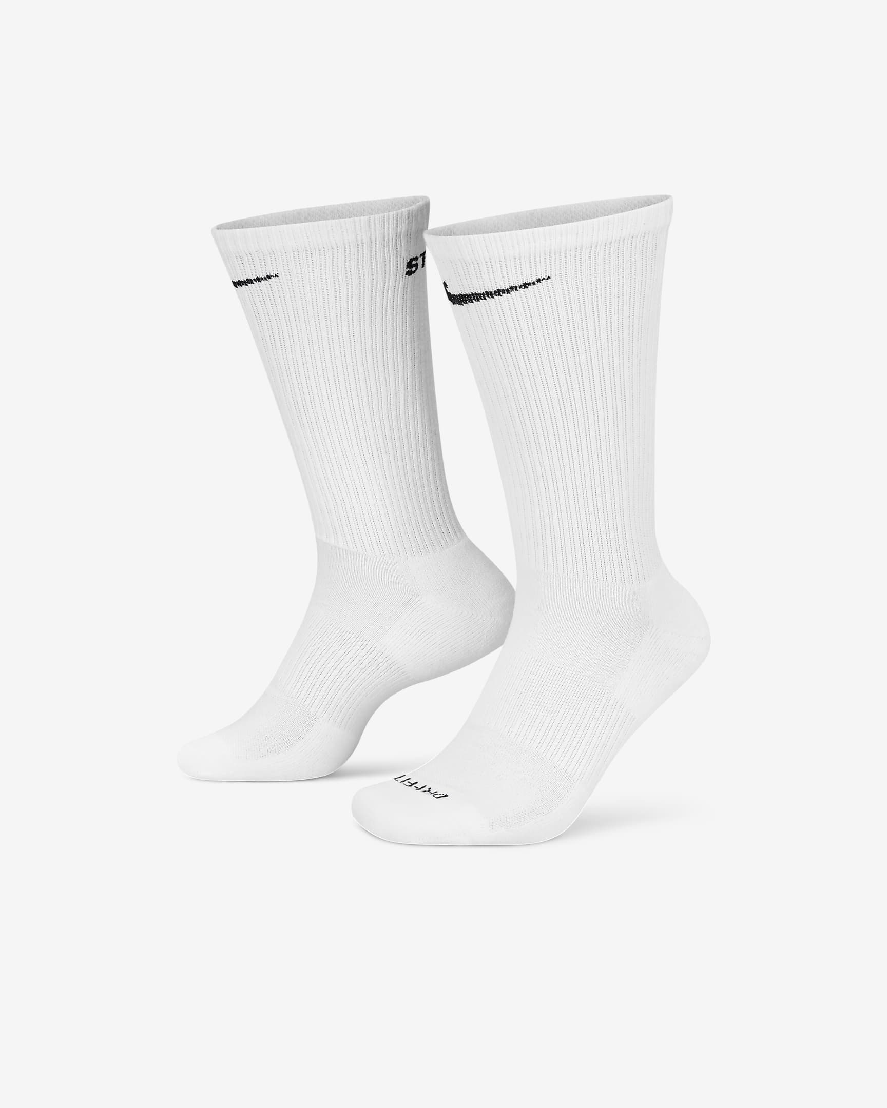 Nike Everyday Plus x Stüssy 舒适速干中筒运动袜(1 双) - 白色/黑
