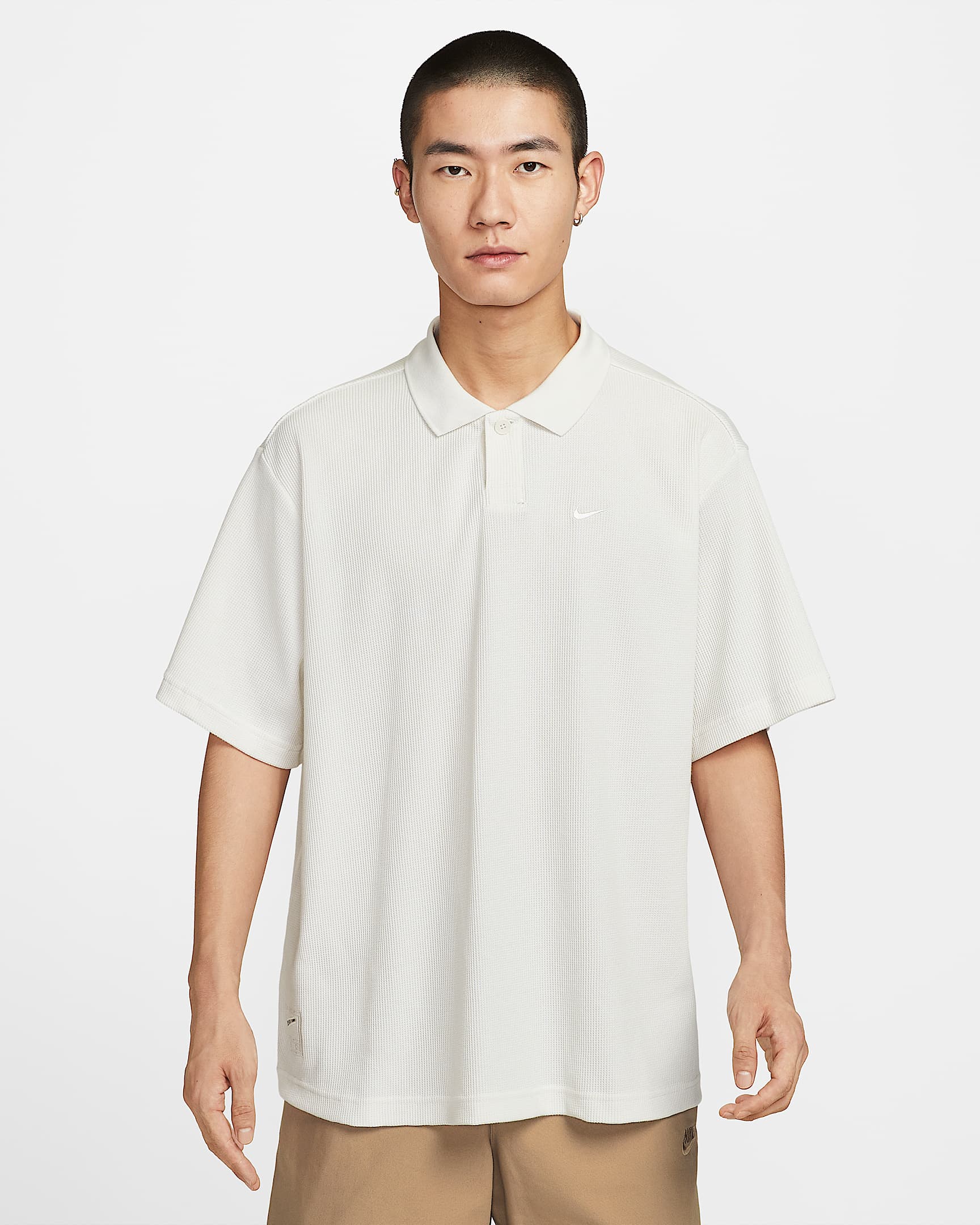 Nike Club 男子 Oversize 风翻领T恤 - 幻影灰白