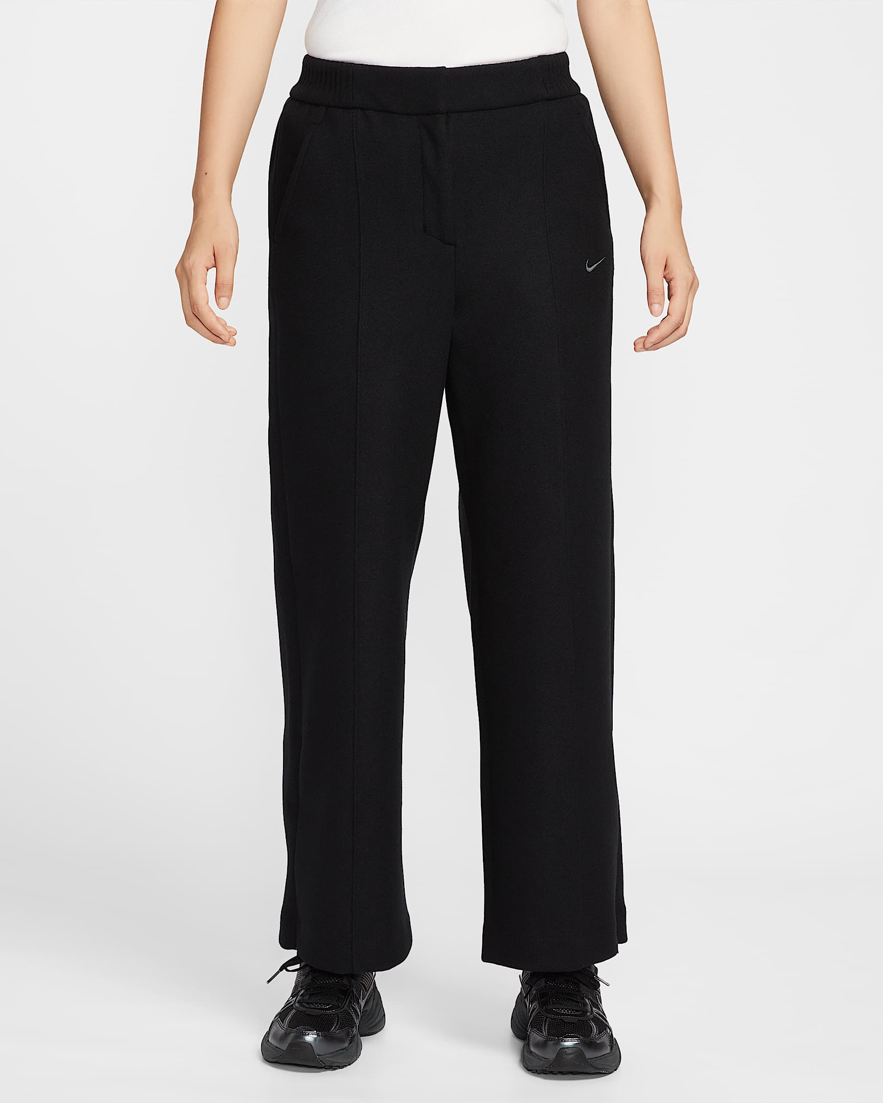 Nike Sportswear 女子加绒精裁长裤 - 黑/煤黑