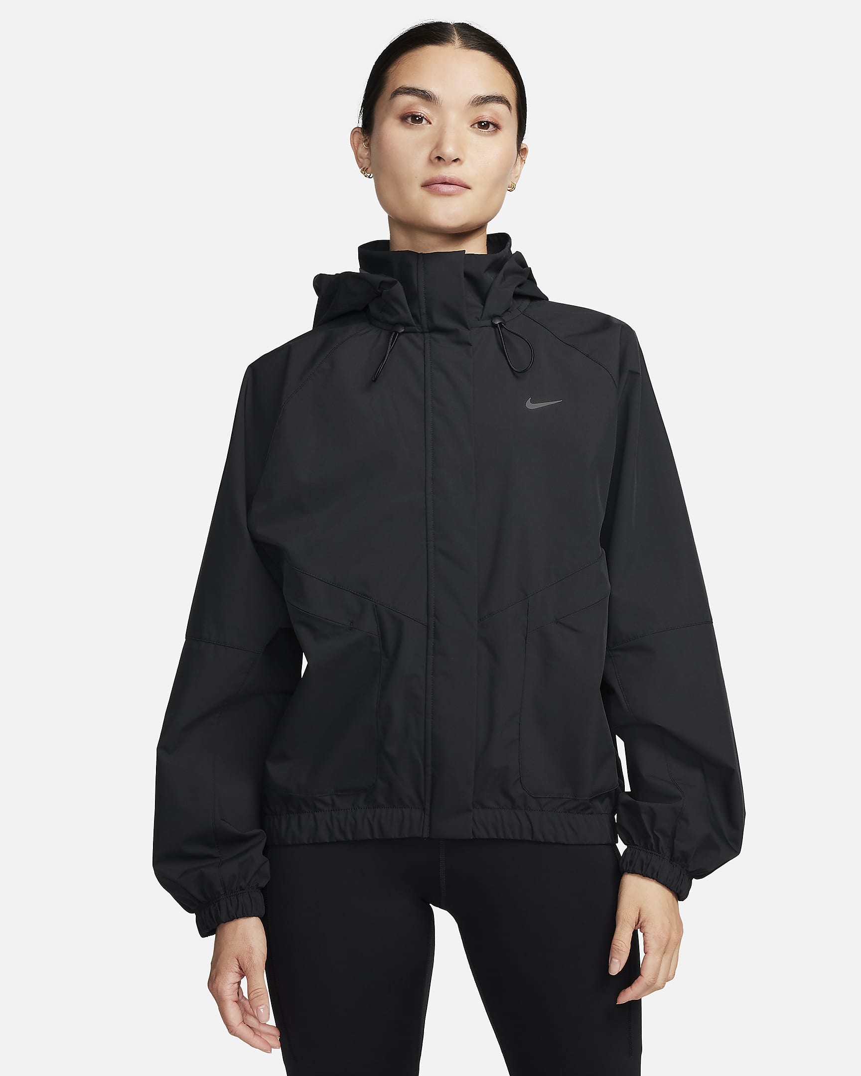 Nike Storm-FIT Swift 女子反光标志防风拒水跑步夹克 - 黑/黑