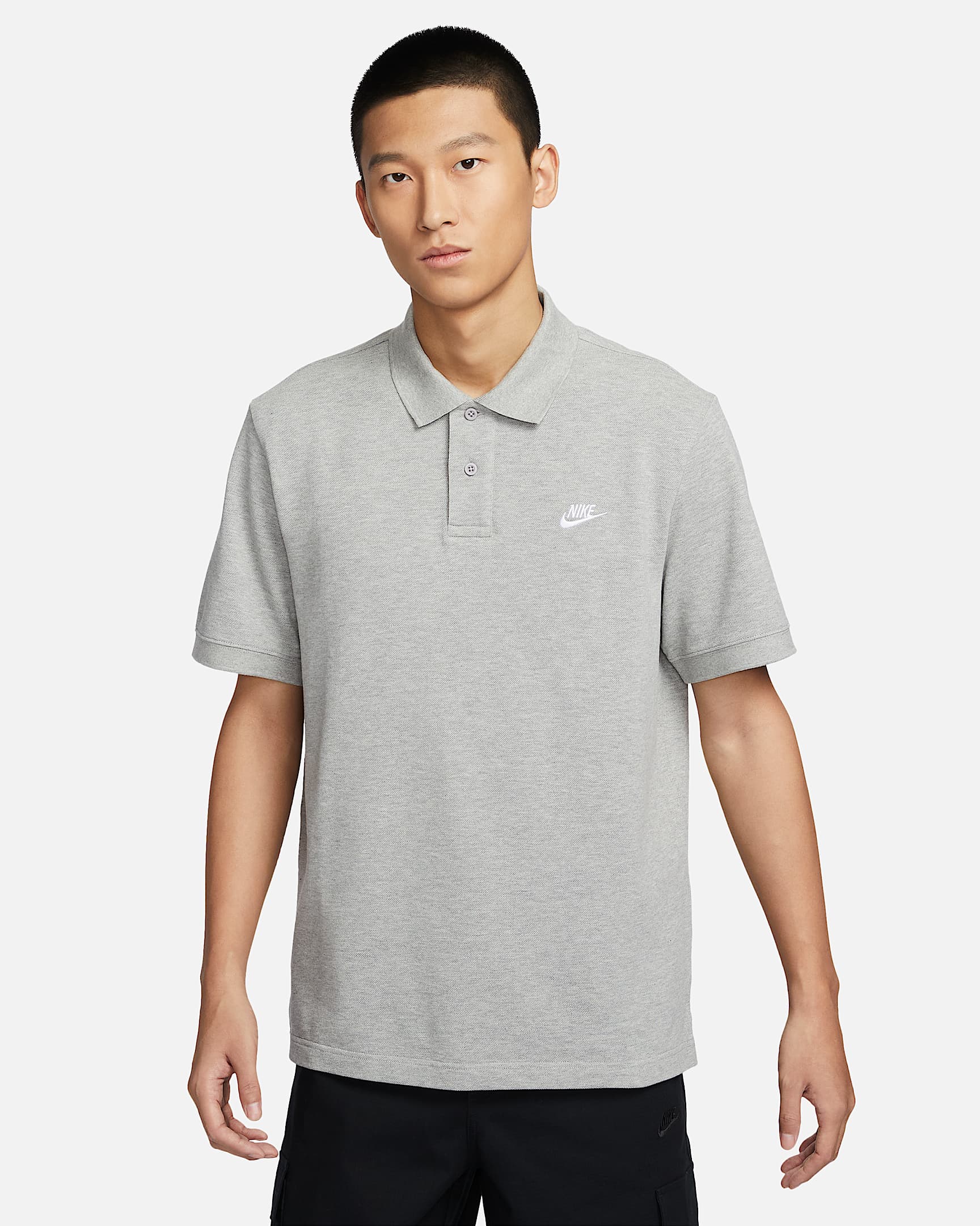 Nike Club 男子宽松版型短袖翻领T恤 - 调色暗灰/白色
