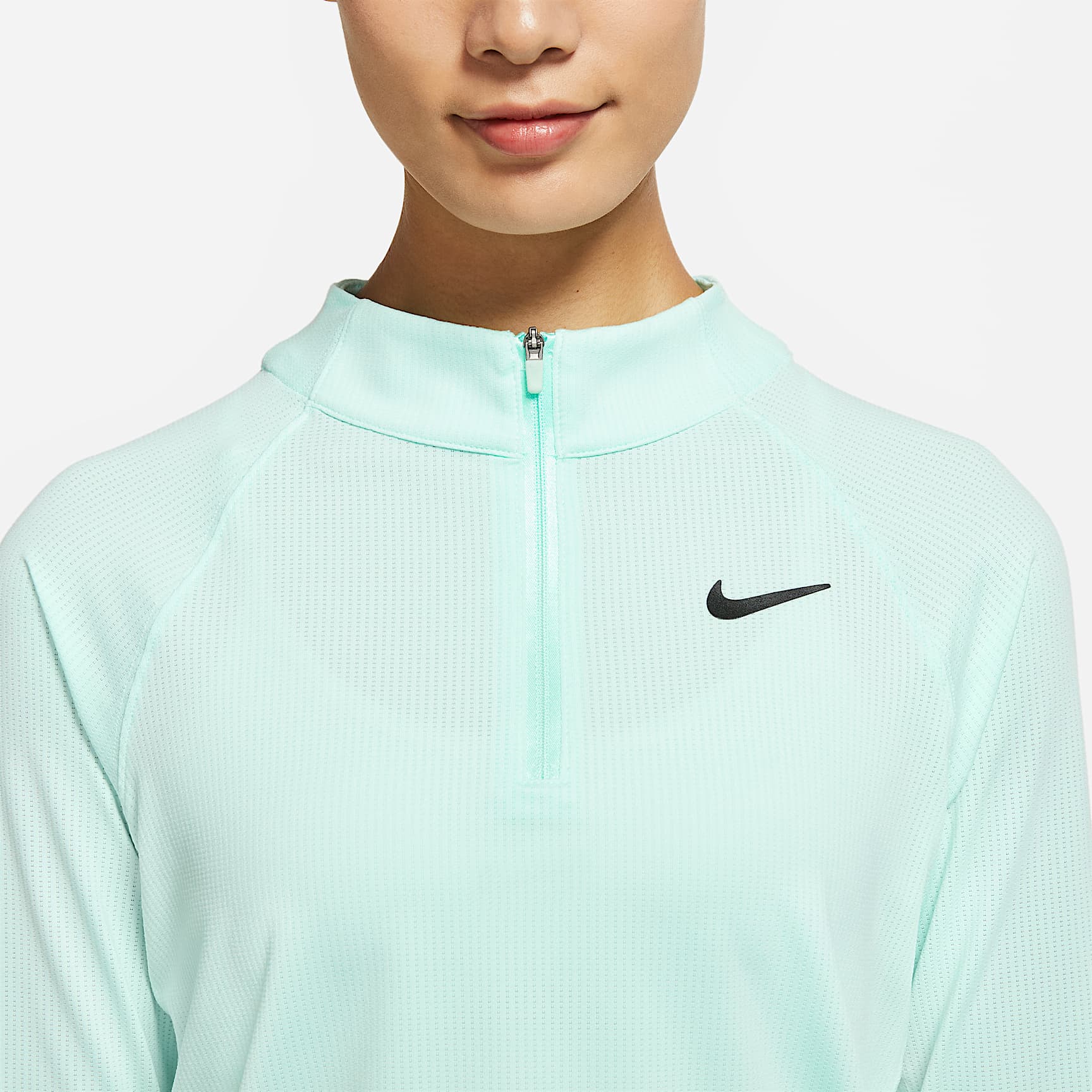 NikeCourt Dri-FIT Victory 女子速干长袖网球上衣 - 泡沫薄荷绿/黑
